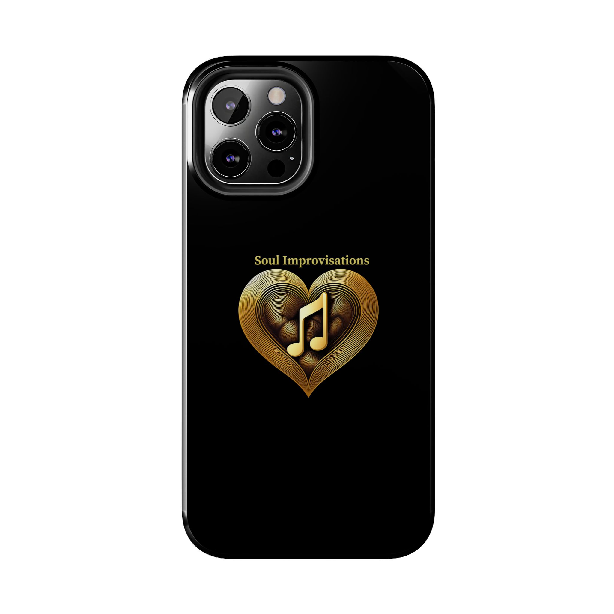 Gold Musical Heart Tough Phone Case - Black - Image 41