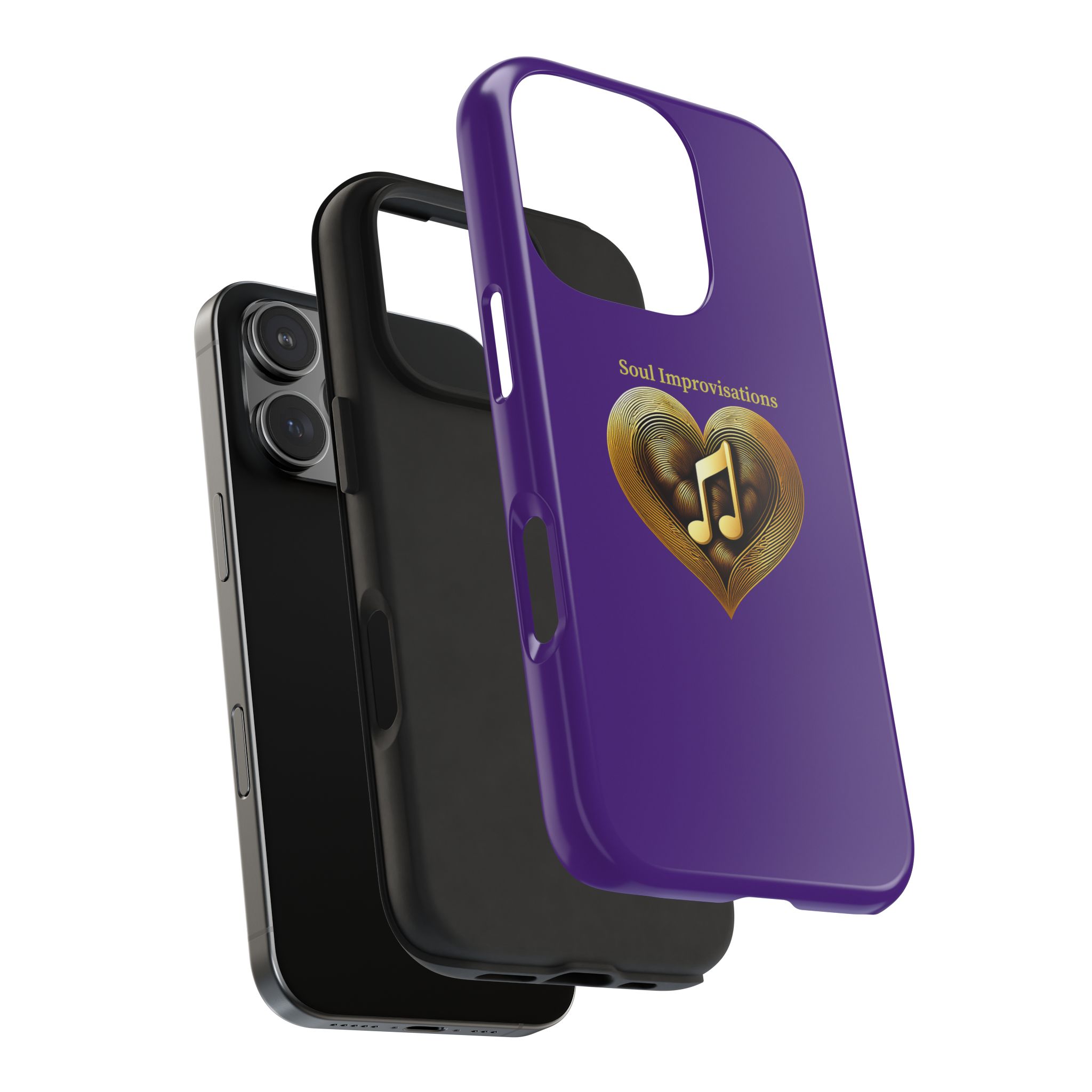 Gold Musical Heart Tough Phone Case - Purple - Image 98
