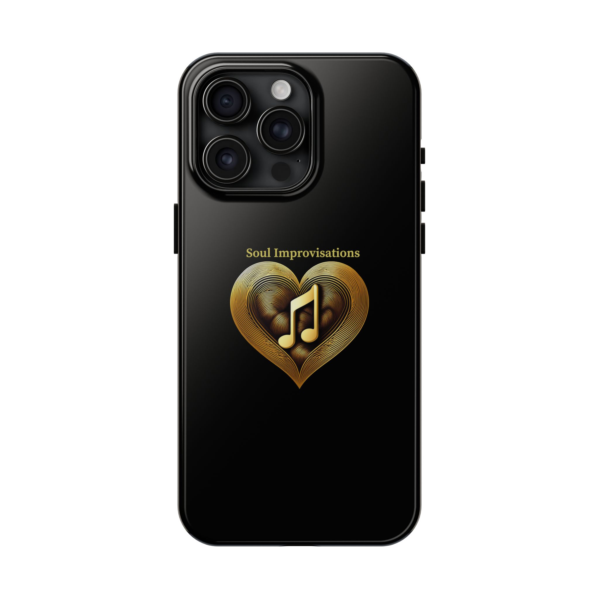 Gold Musical Heart Tough Phone Case - Black - Image 76