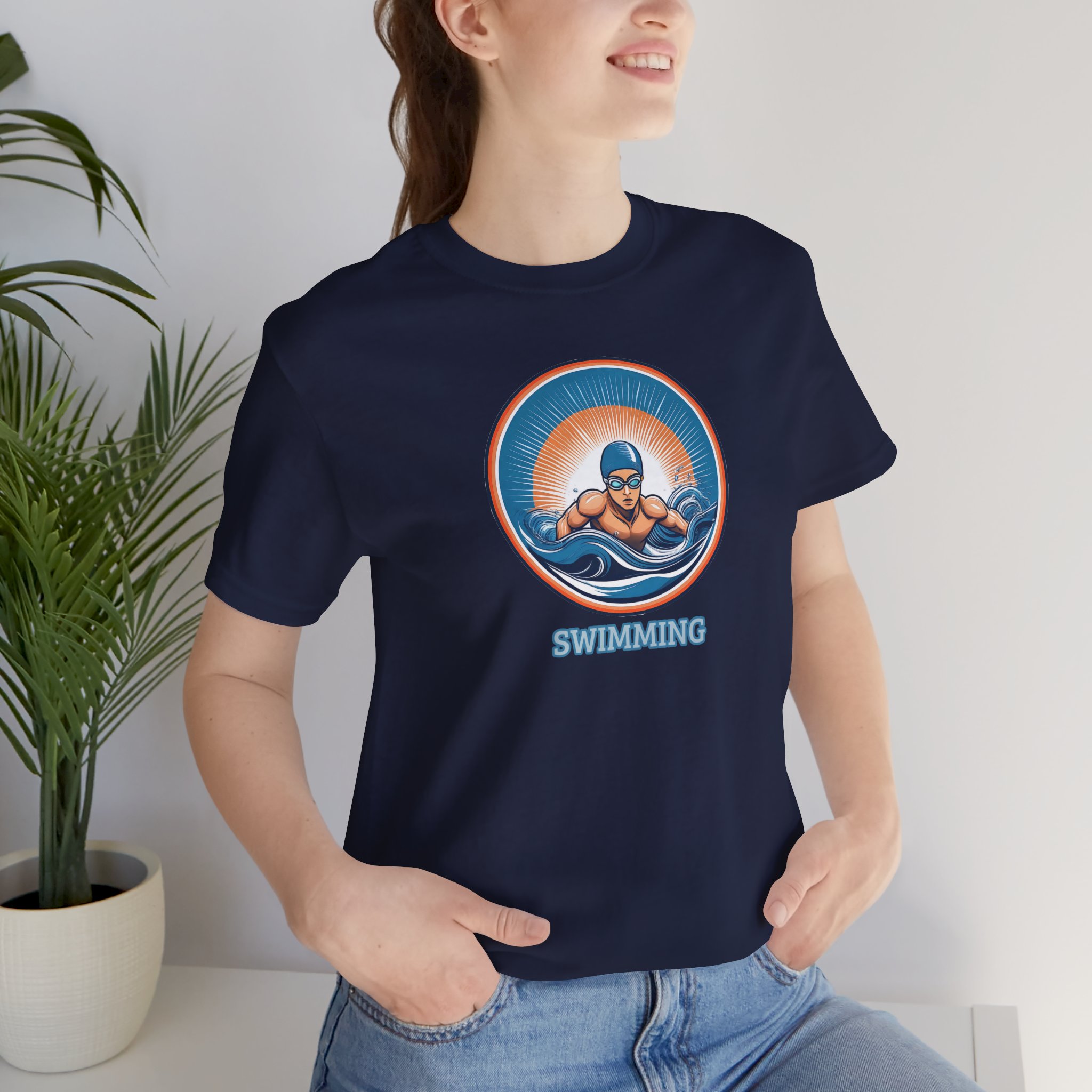 Men's Swimming - Unisex Jersey Short Sleeve T-Shirt - Image 35