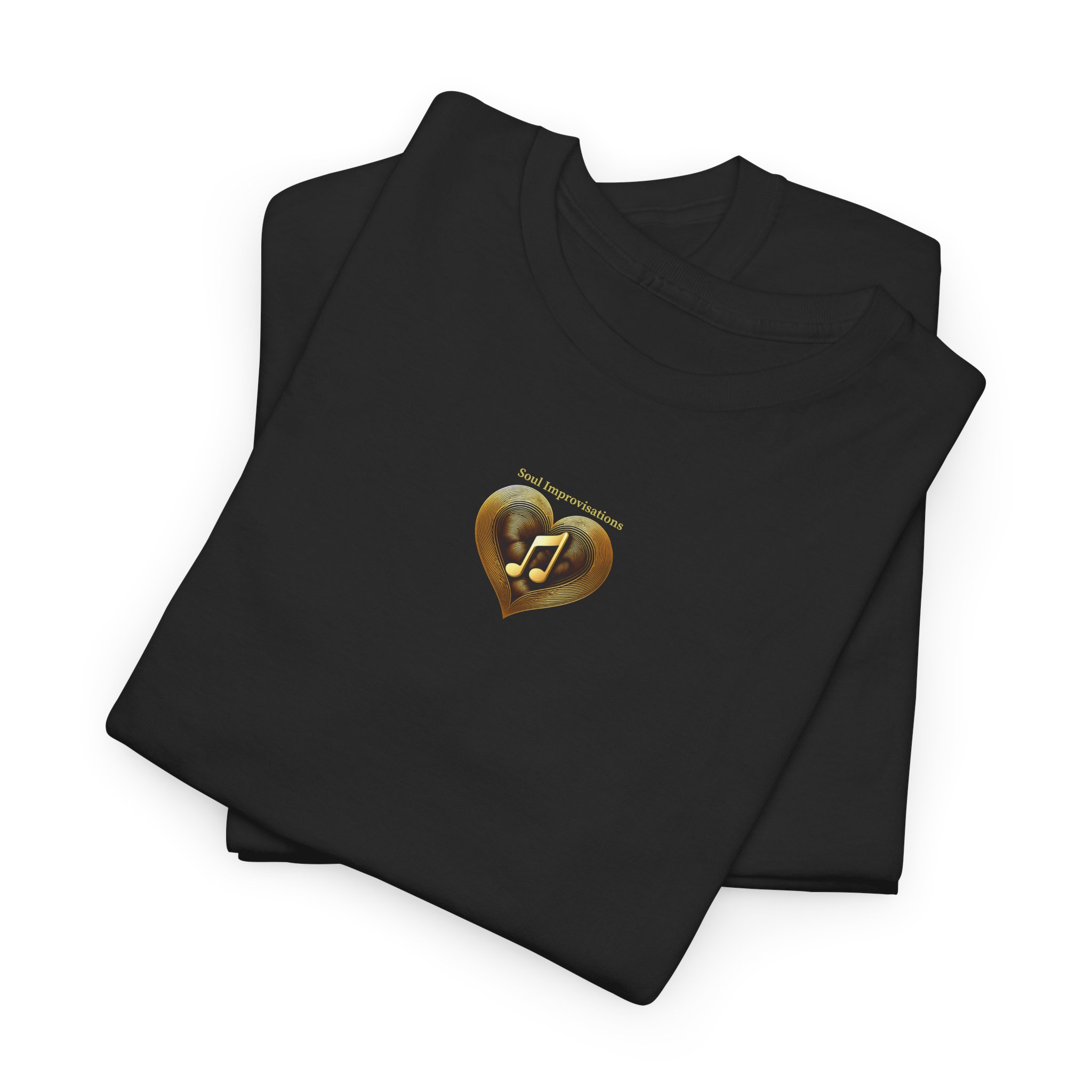 Gold Musical Heart Unisex Heavy Cotton Short Sleeve T-Shirt - Image 9
