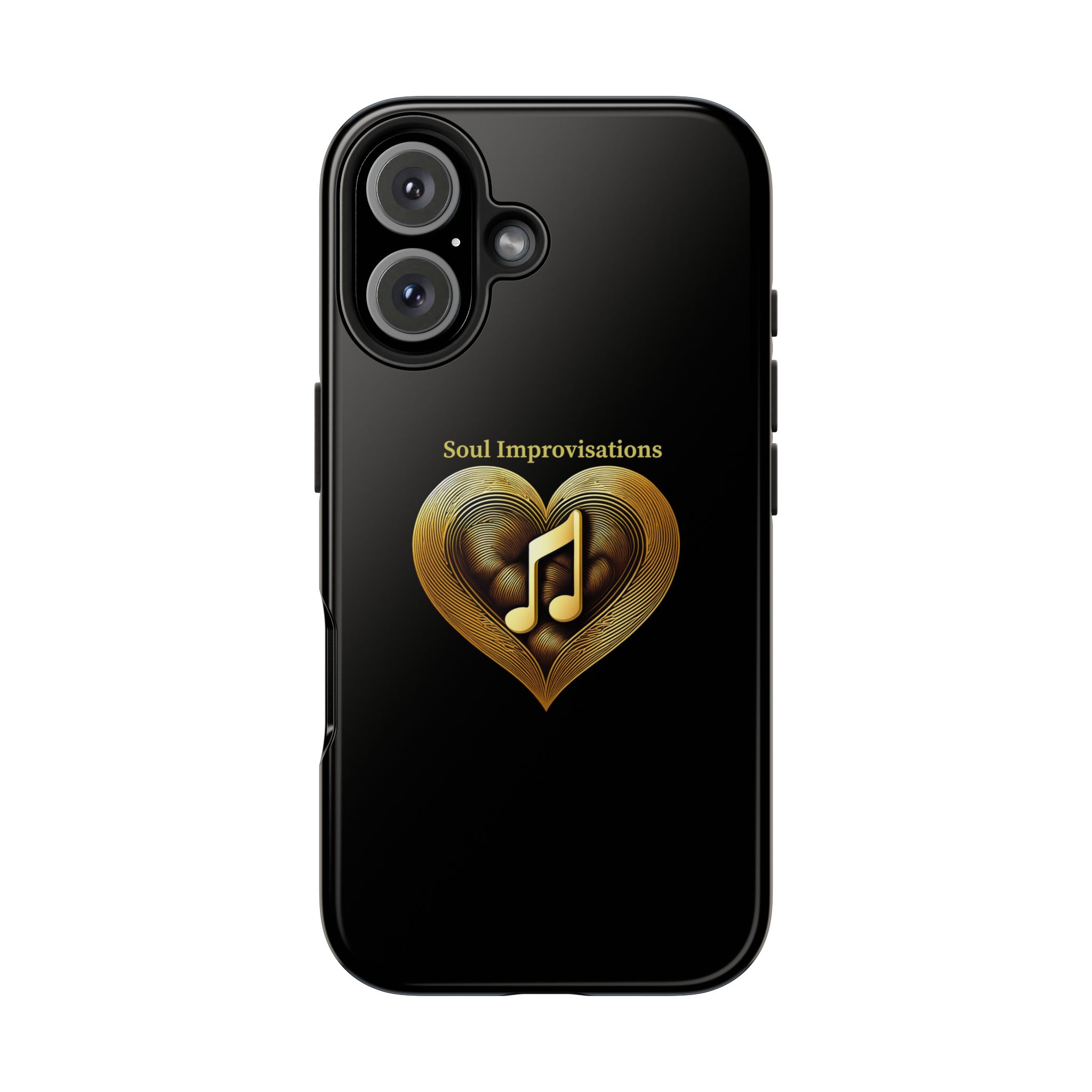 Gold Musical Heart Tough Phone Case - Black - Image 102