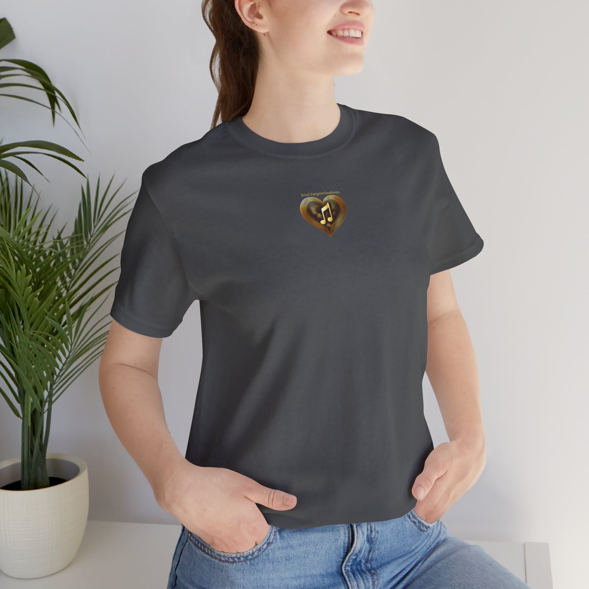 Gold Musical Heart Unisex Jersey Short Sleeve T-Shirt - Image 5