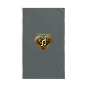 Gold Musical Heart Hand Towel - Grey