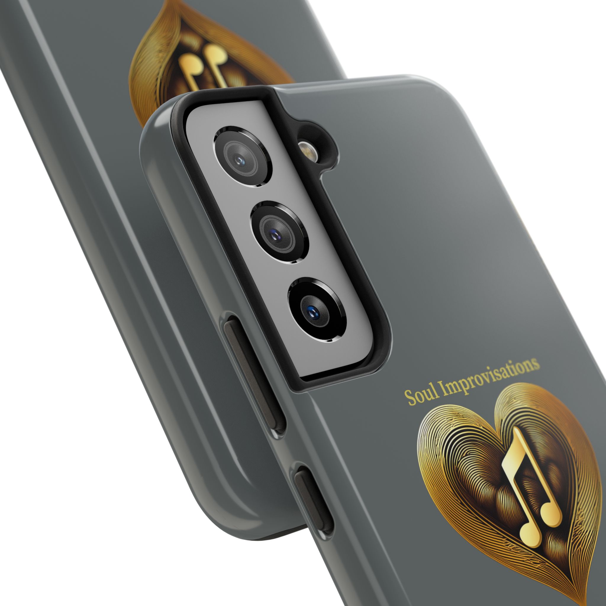 Gold Musical Heart Tough Phone Case - Grey - Image 89
