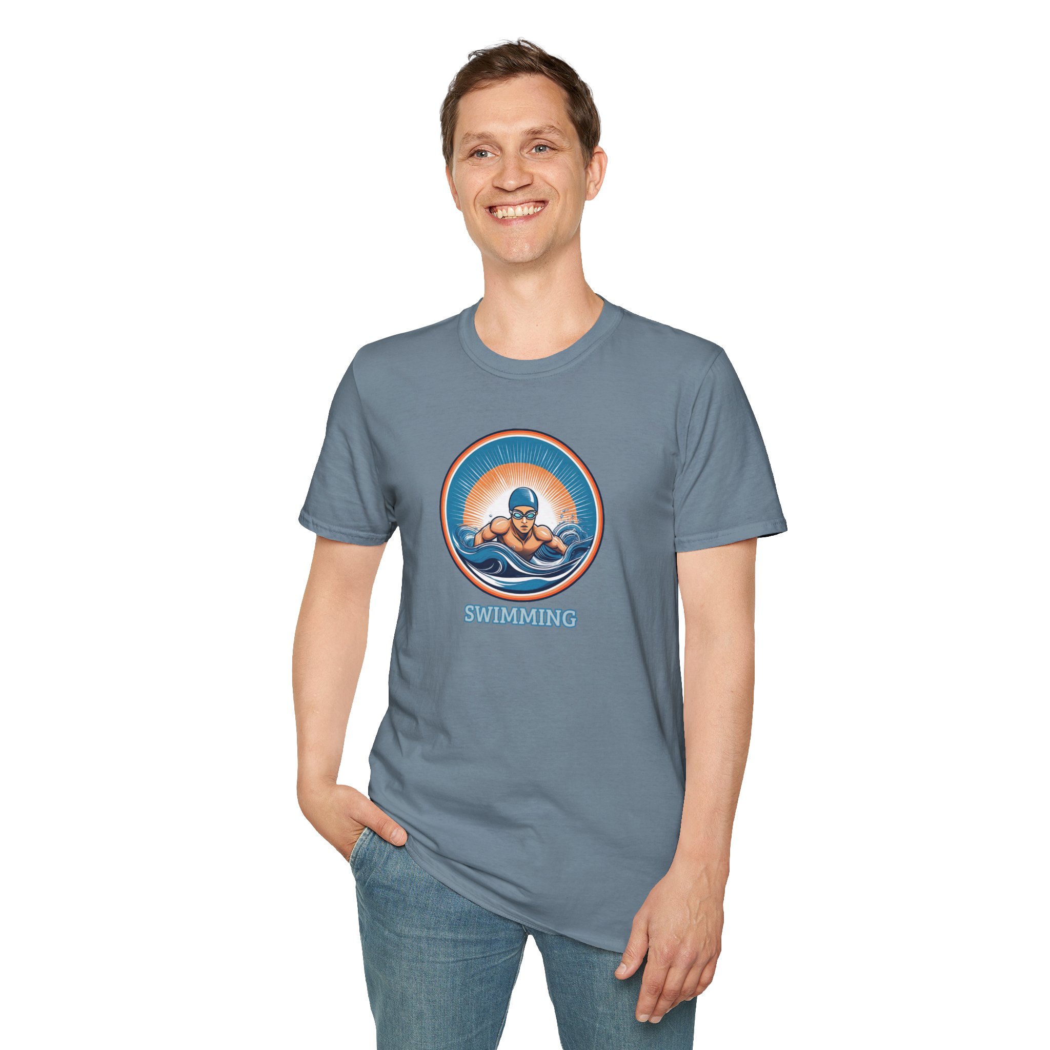 Men's Swimming - Unisex Softstyle Short Sleeve T-Shirt - Image 20