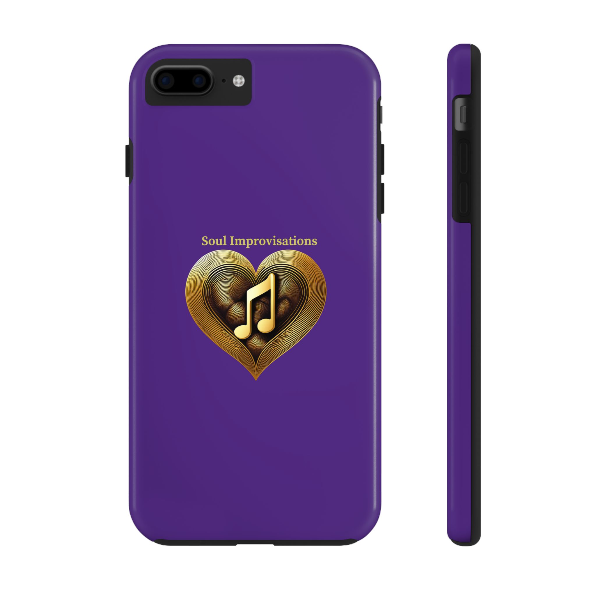 Gold Musical Heart Tough Phone Case - Purple - Image 5