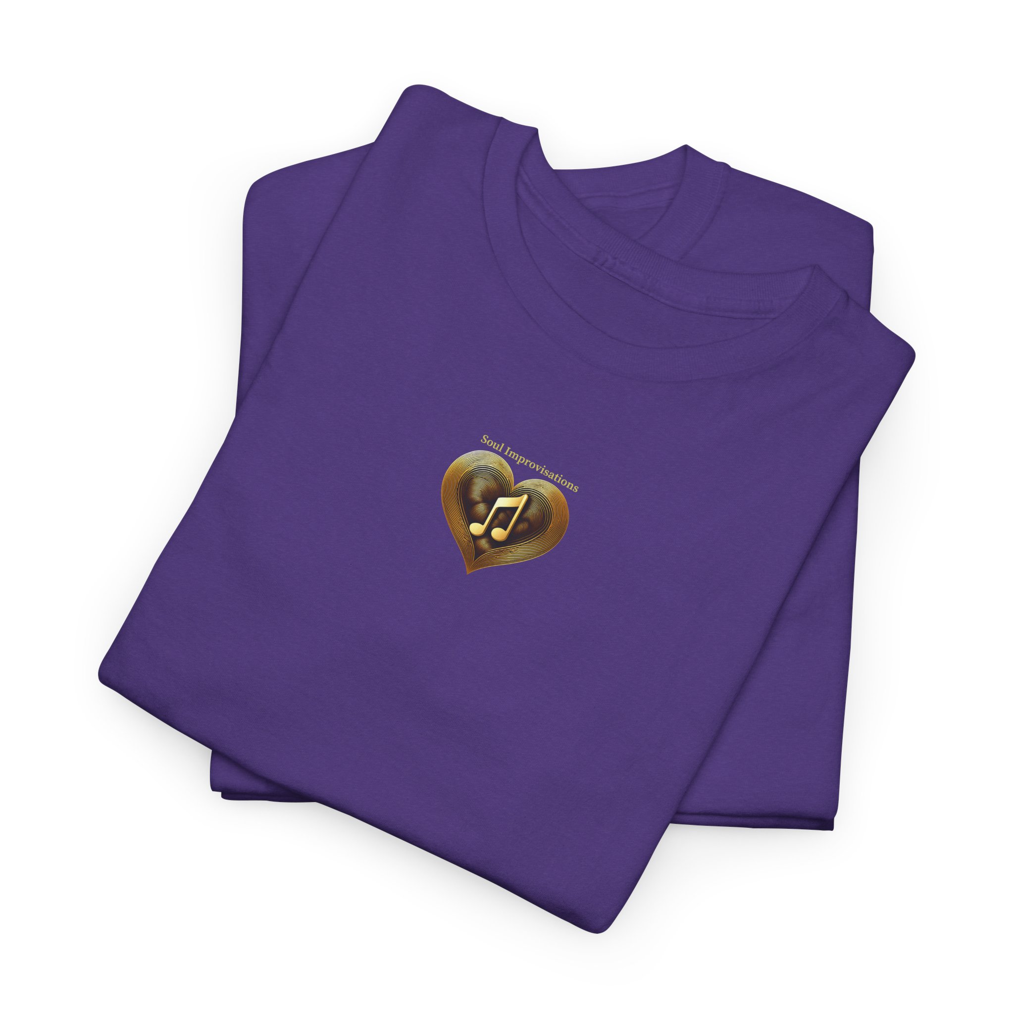 Gold Musical Heart Unisex Heavy Cotton Short Sleeve T-Shirt - Image 36
