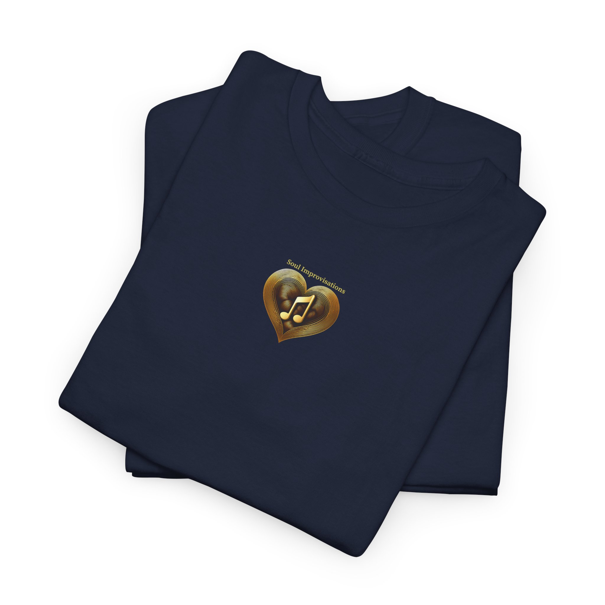 Gold Musical Heart Unisex Heavy Cotton Short Sleeve T-Shirt - Image 3