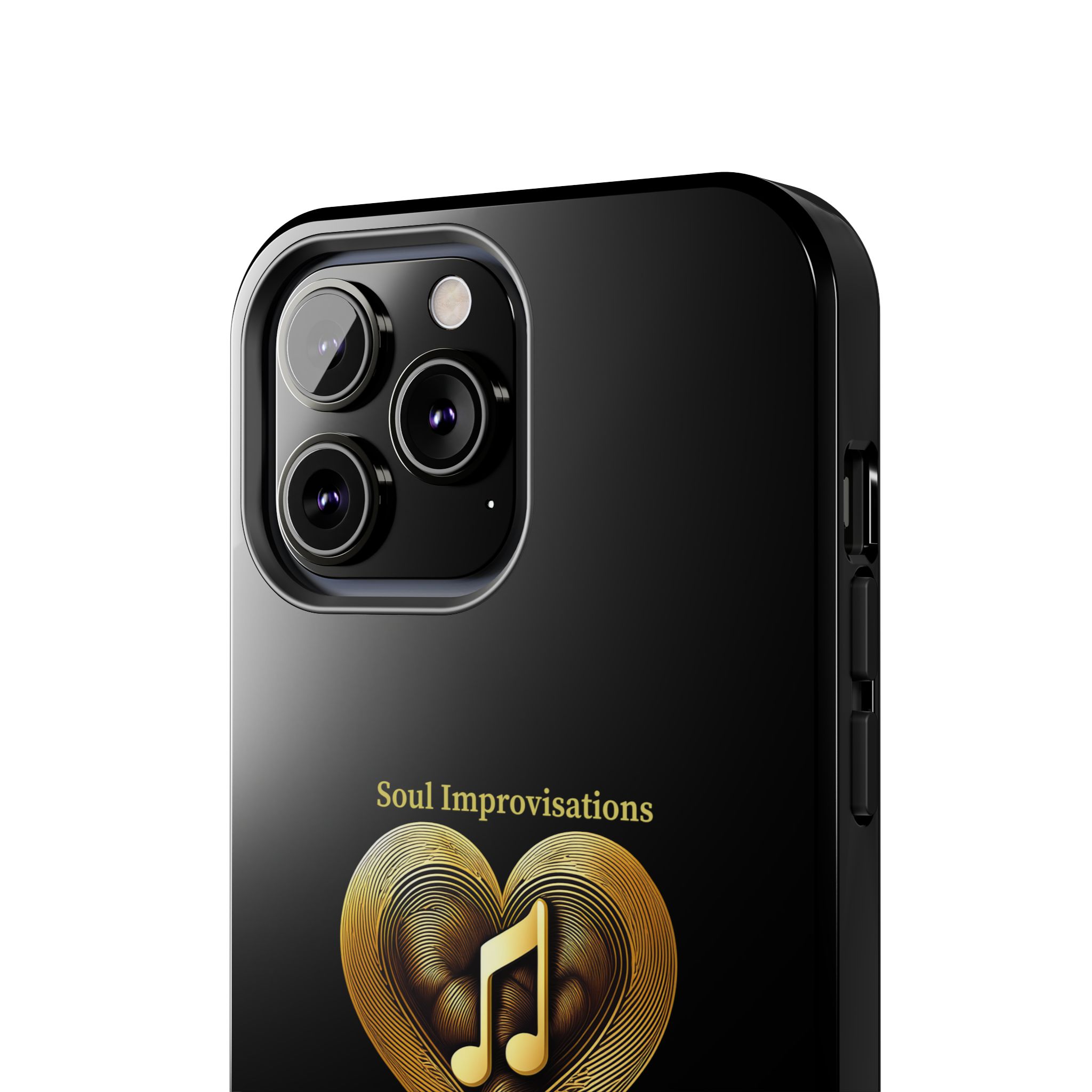 Gold Musical Heart Tough Phone Case - Black - Image 59