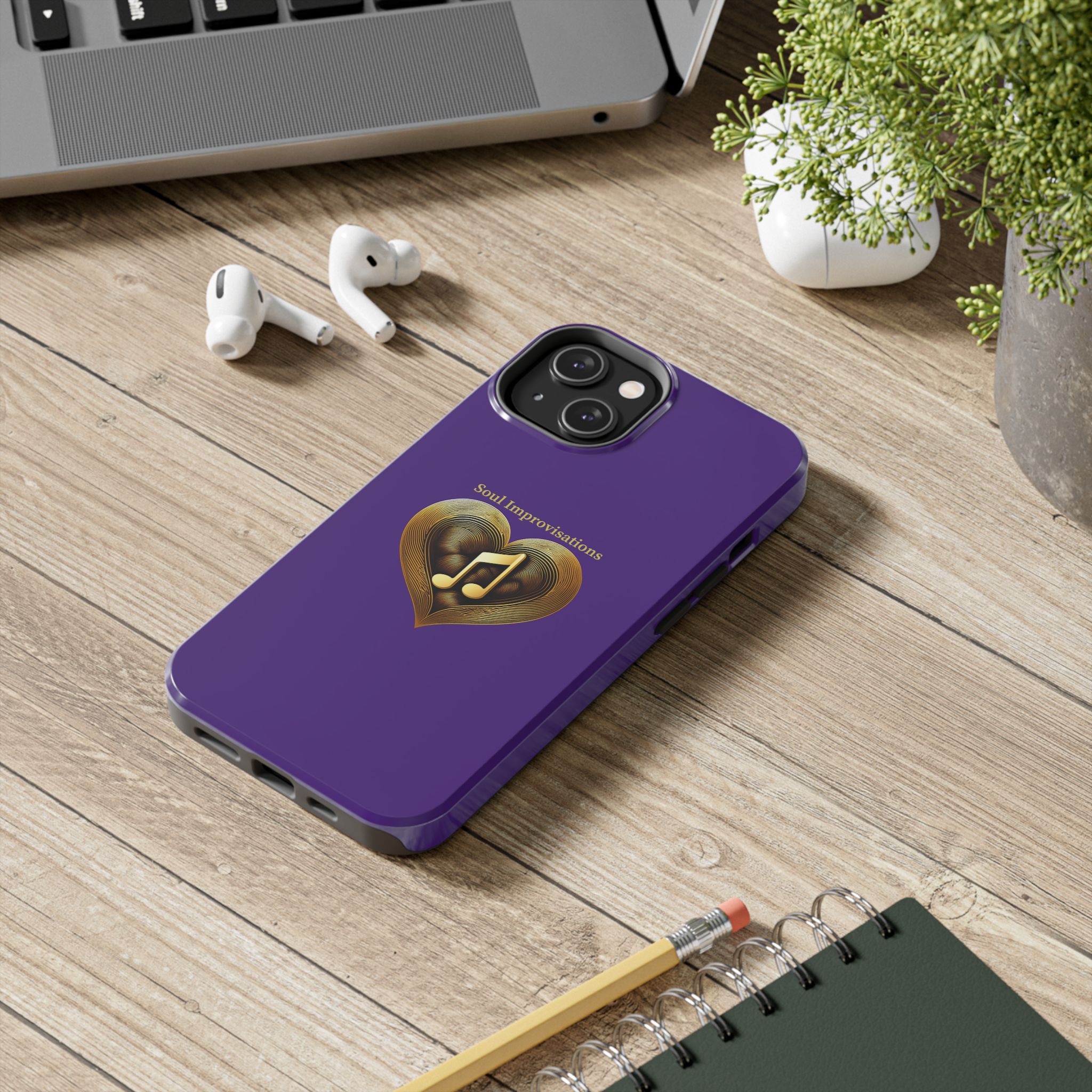 Gold Musical Heart Tough Phone Case - Purple - Image 61
