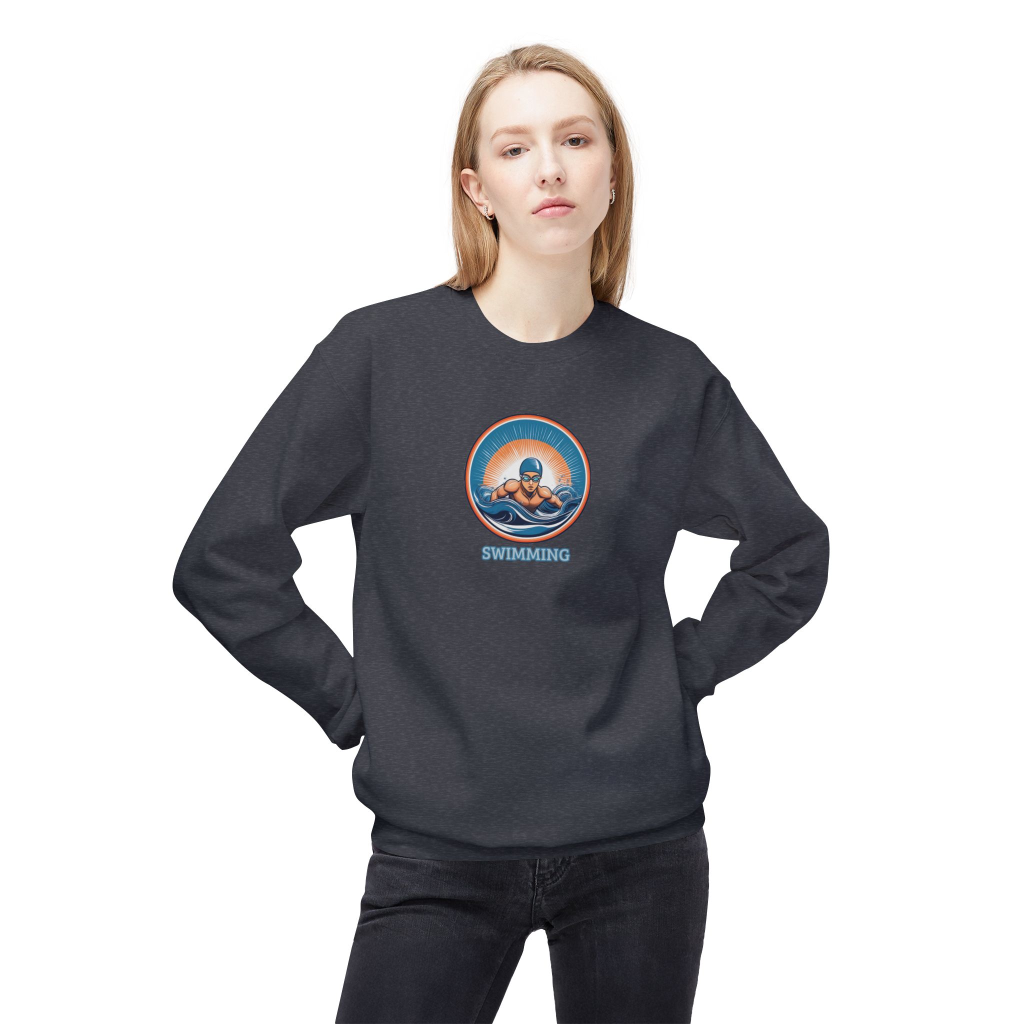 Men's Swimming - Unisex Midweight Crewneck Sweatshirt - Image 8