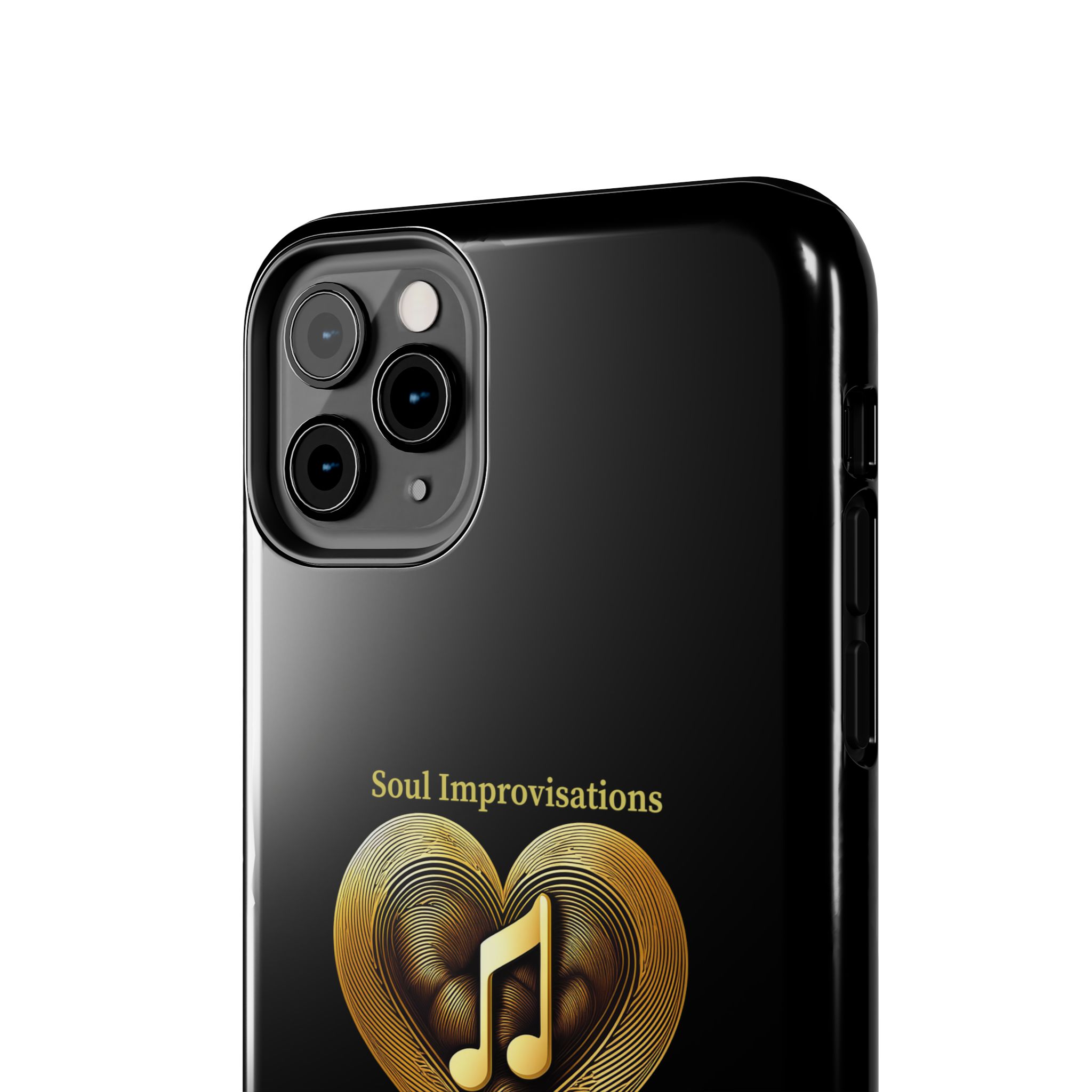 Gold Musical Heart Tough Phone Case - Black - Image 27