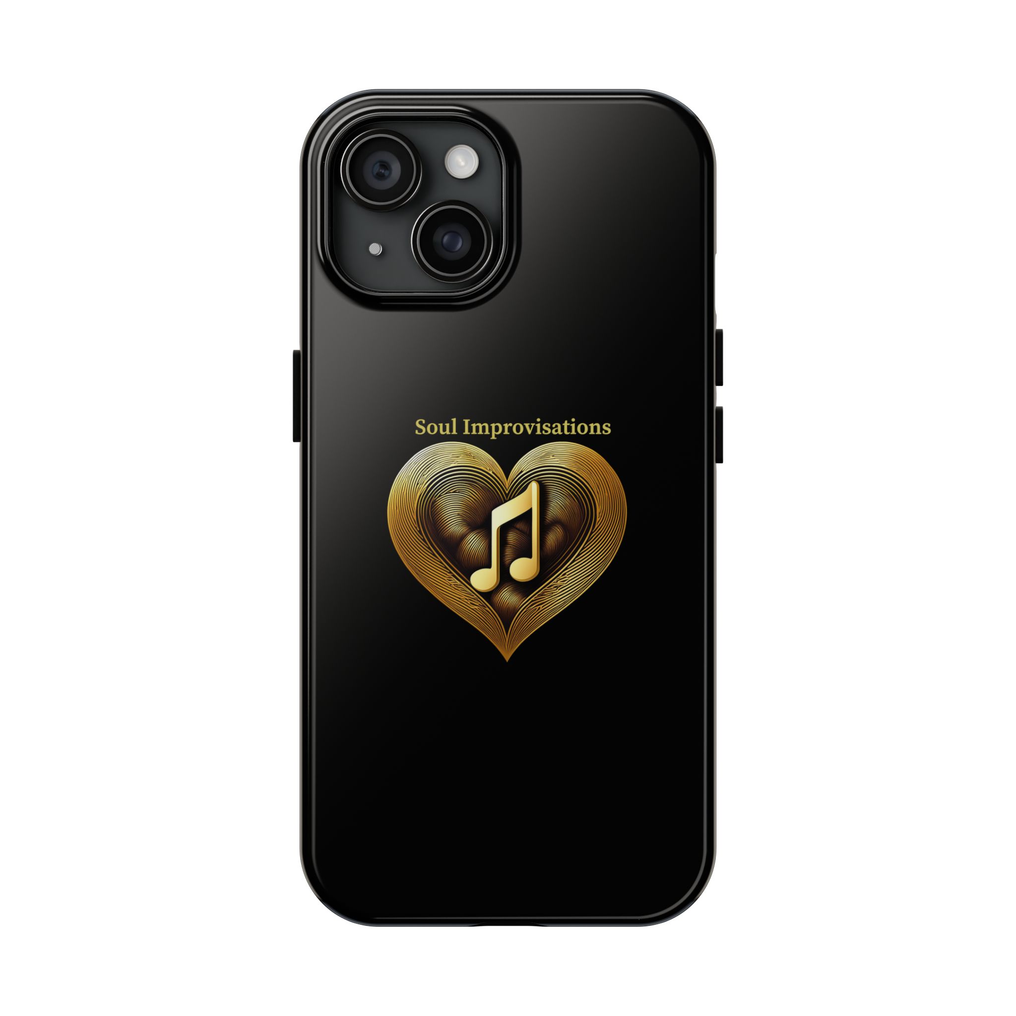 Gold Musical Heart Tough Phone Case - Black