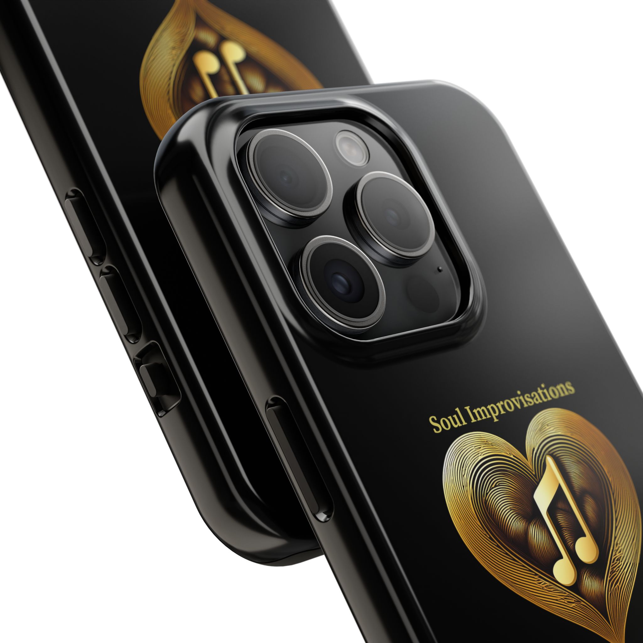 Gold Musical Heart Tough Phone Case - Black - Image 69