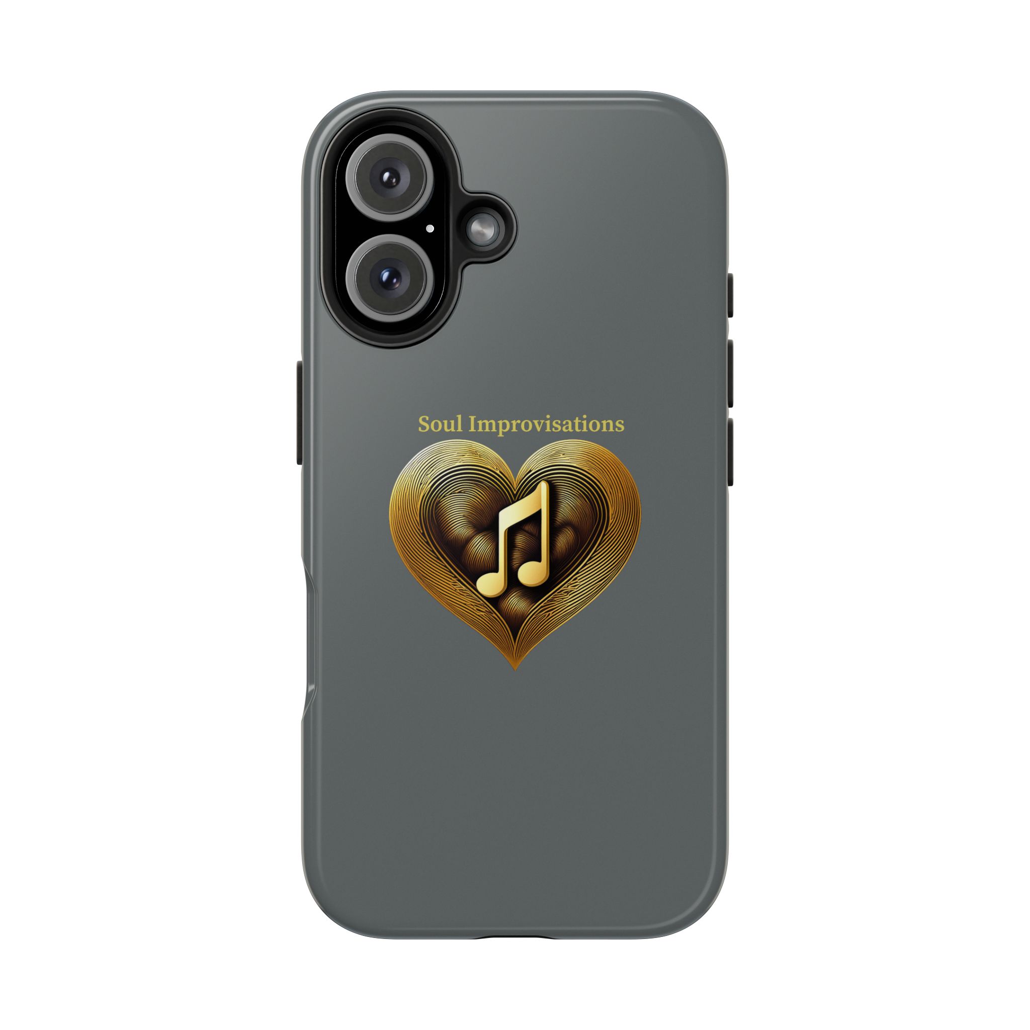Gold Musical Heart Tough Phone Case - Grey - Image 102