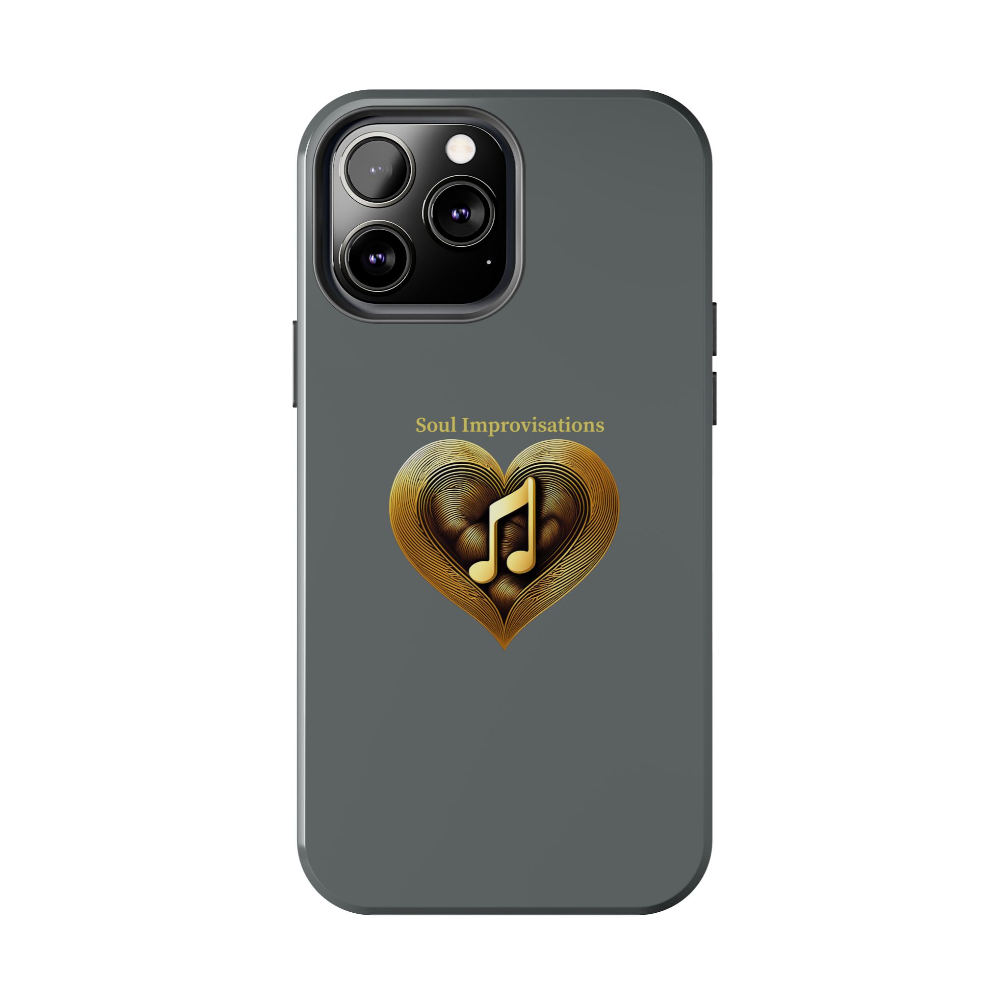 Gold Musical Heart Tough Phone Case - Grey - Image 57