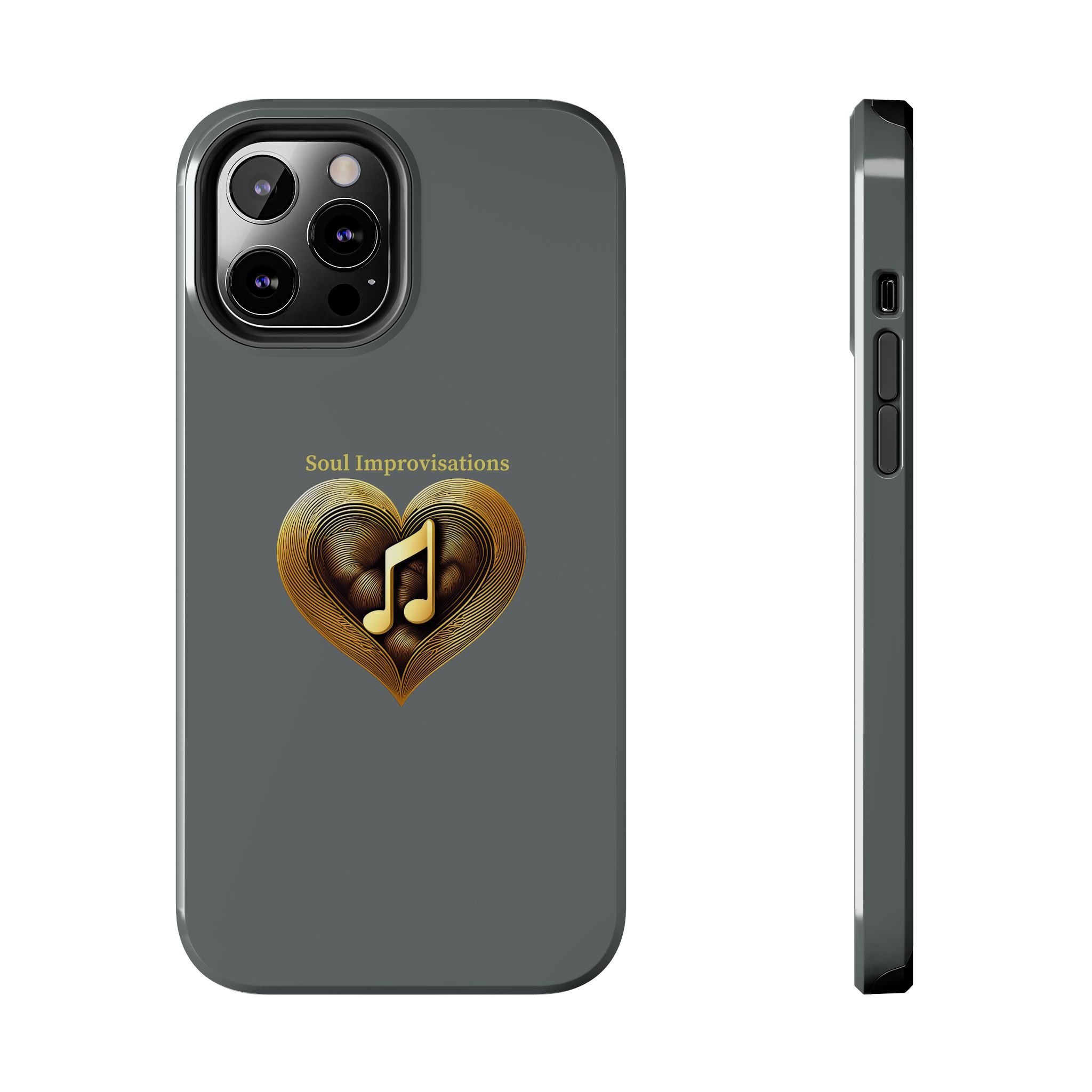Gold Musical Heart Tough Phone Case - Grey - Image 40