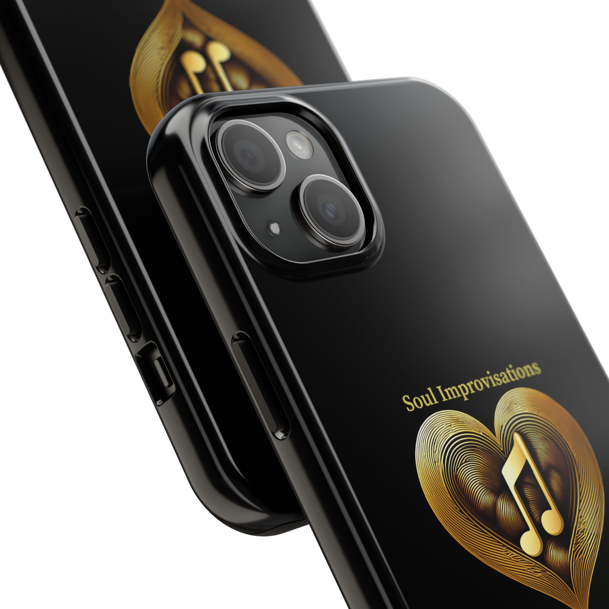 Gold Musical Heart Tough Phone Case - Black - Image 73