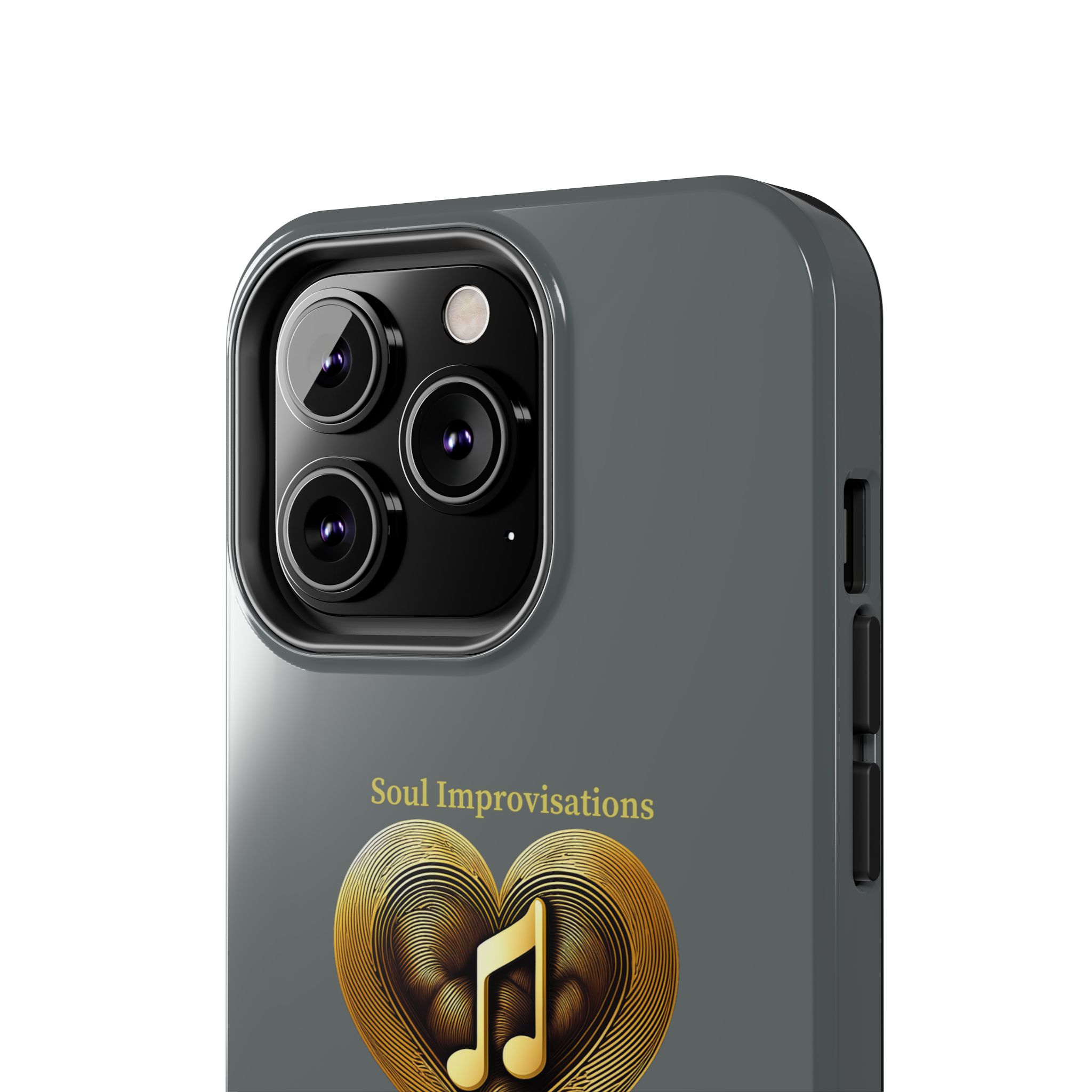 Gold Musical Heart Tough Phone Case - Grey - Image 55