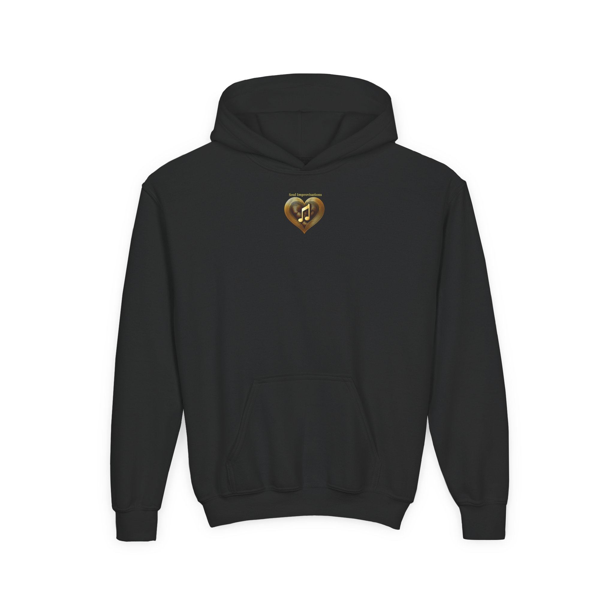 Gold Musical Heart Youth Pullover Hooded Sweatshirt - Image 2