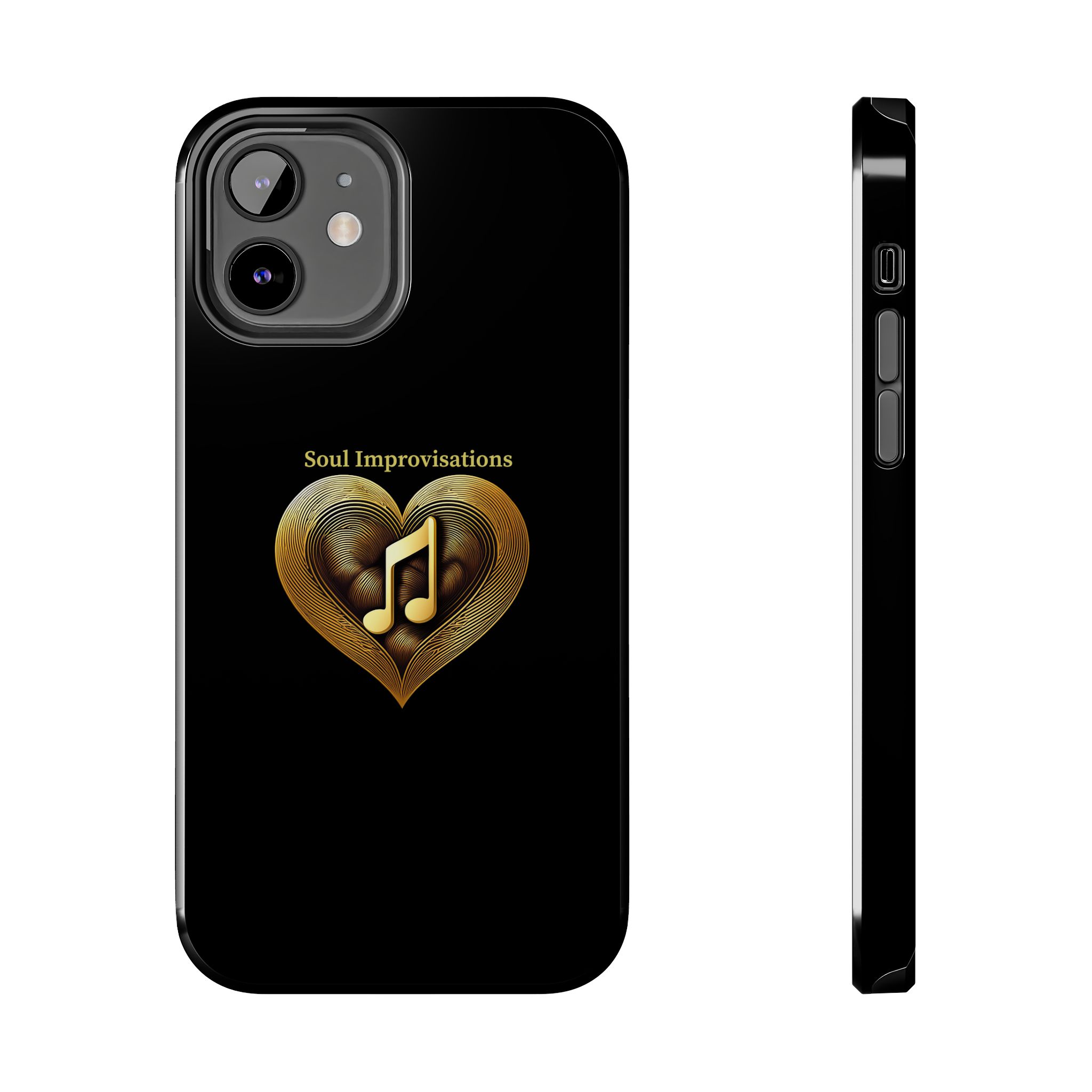 Gold Musical Heart Tough Phone Case - Black - Image 28