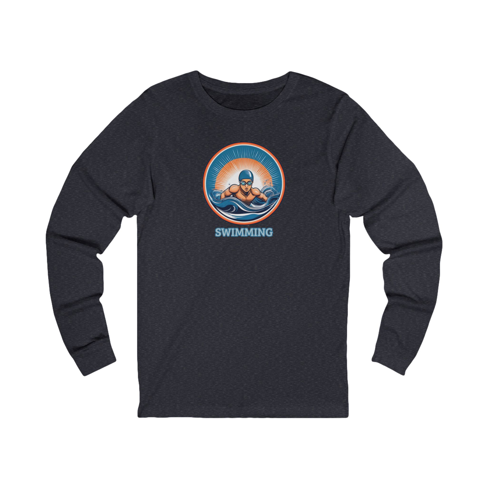 Men's Swimming - Unisex Jersey Long Sleeve T-Shirt - Image 5