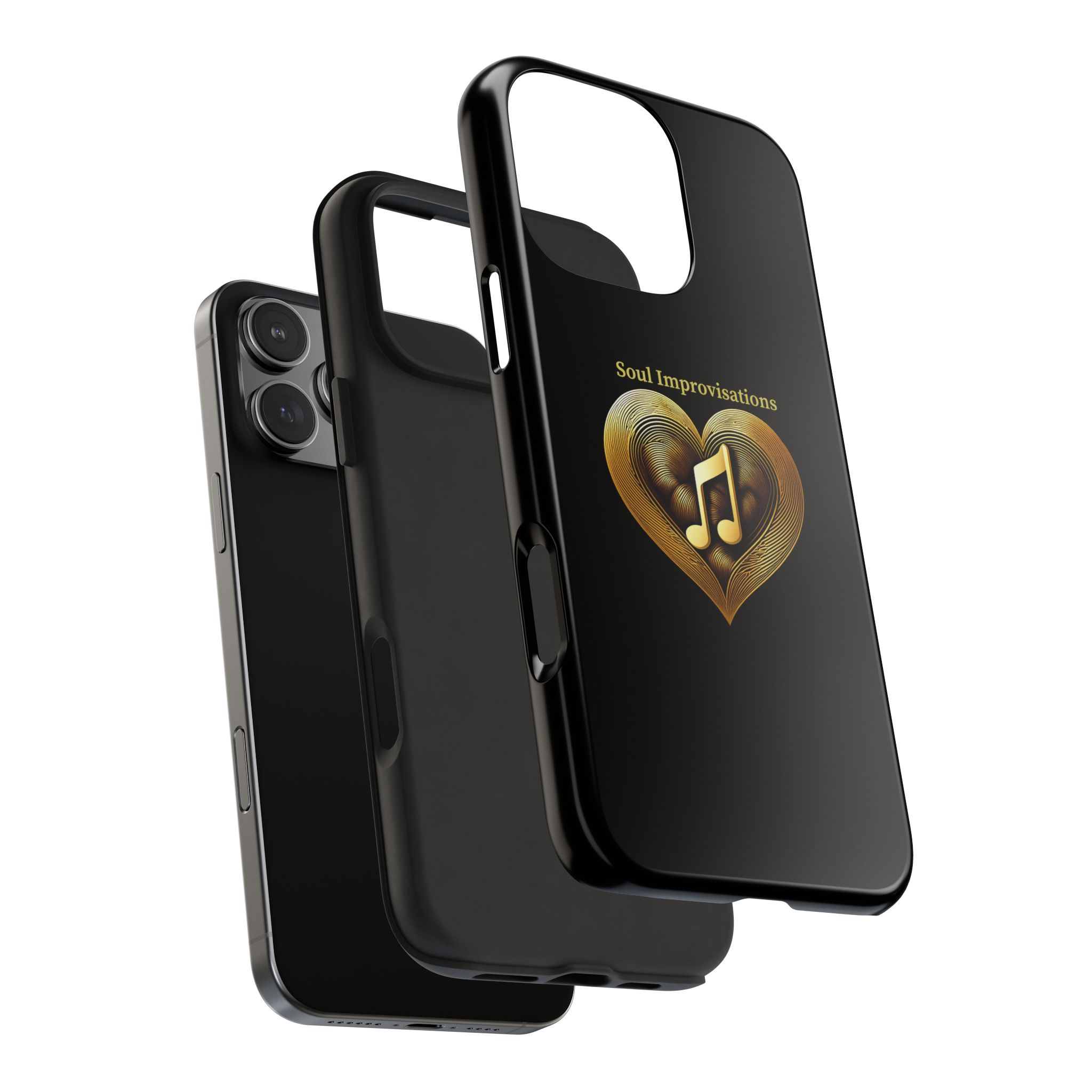 Gold Musical Heart Tough Phone Case - Black - Image 101