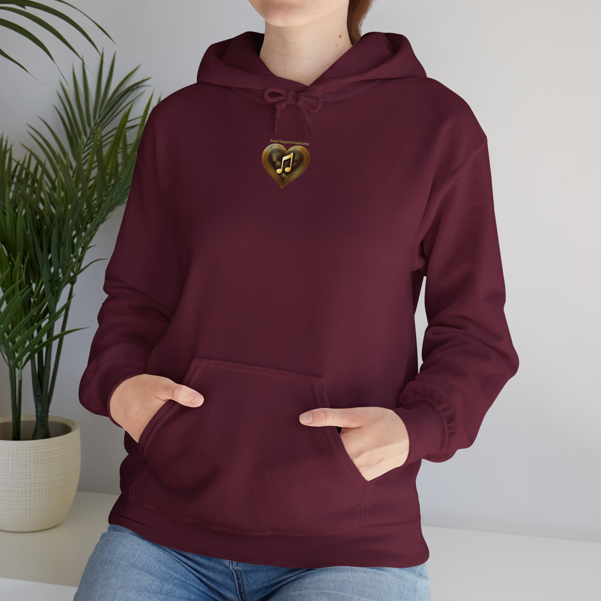 Gold Musical Heart Unisex Heavy Blend™ Pullover Hooded Sweatshirt - Image 4