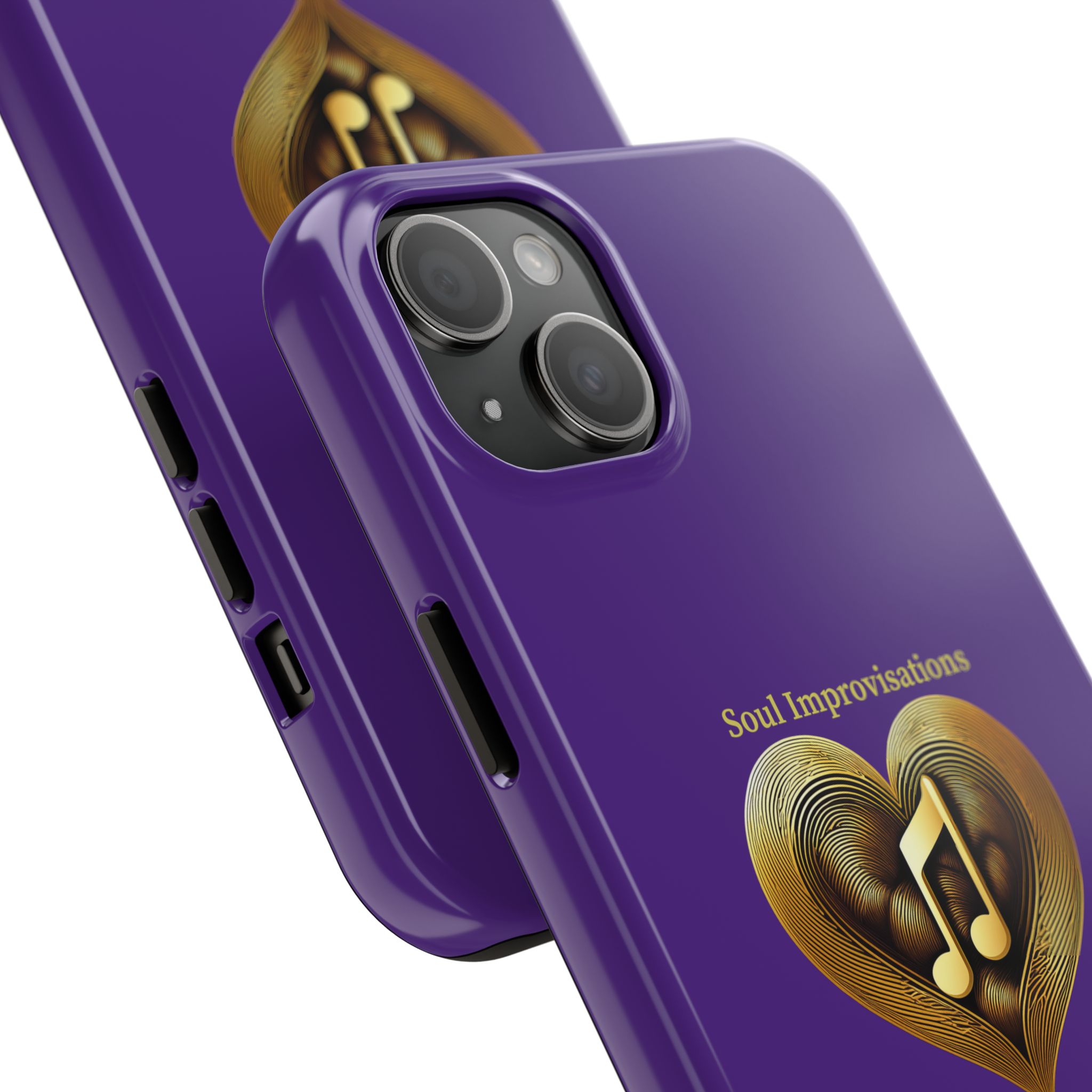 Gold Musical Heart Tough Phone Case - Purple - Image 73