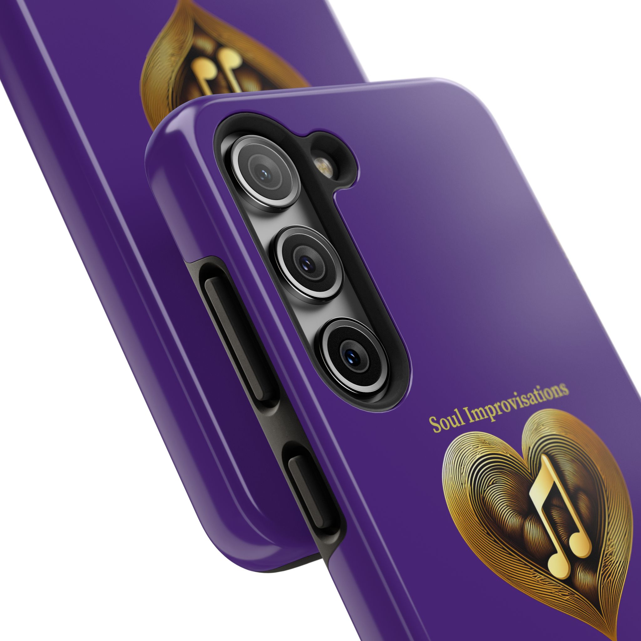 Gold Musical Heart Tough Phone Case - Purple - Image 85