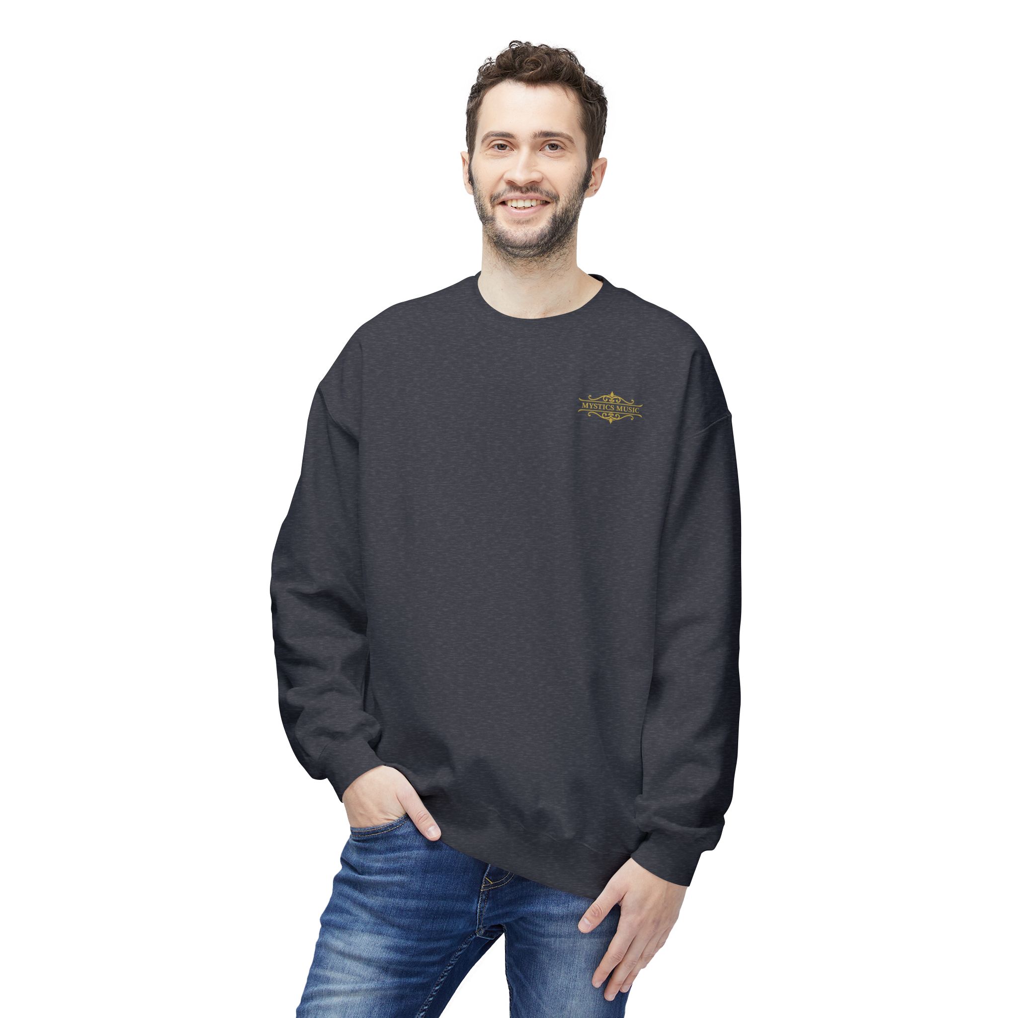 Mystics Music Unisex Midweight Crewneck Sweatshirt (dark colors - left chest logo) - Image 5
