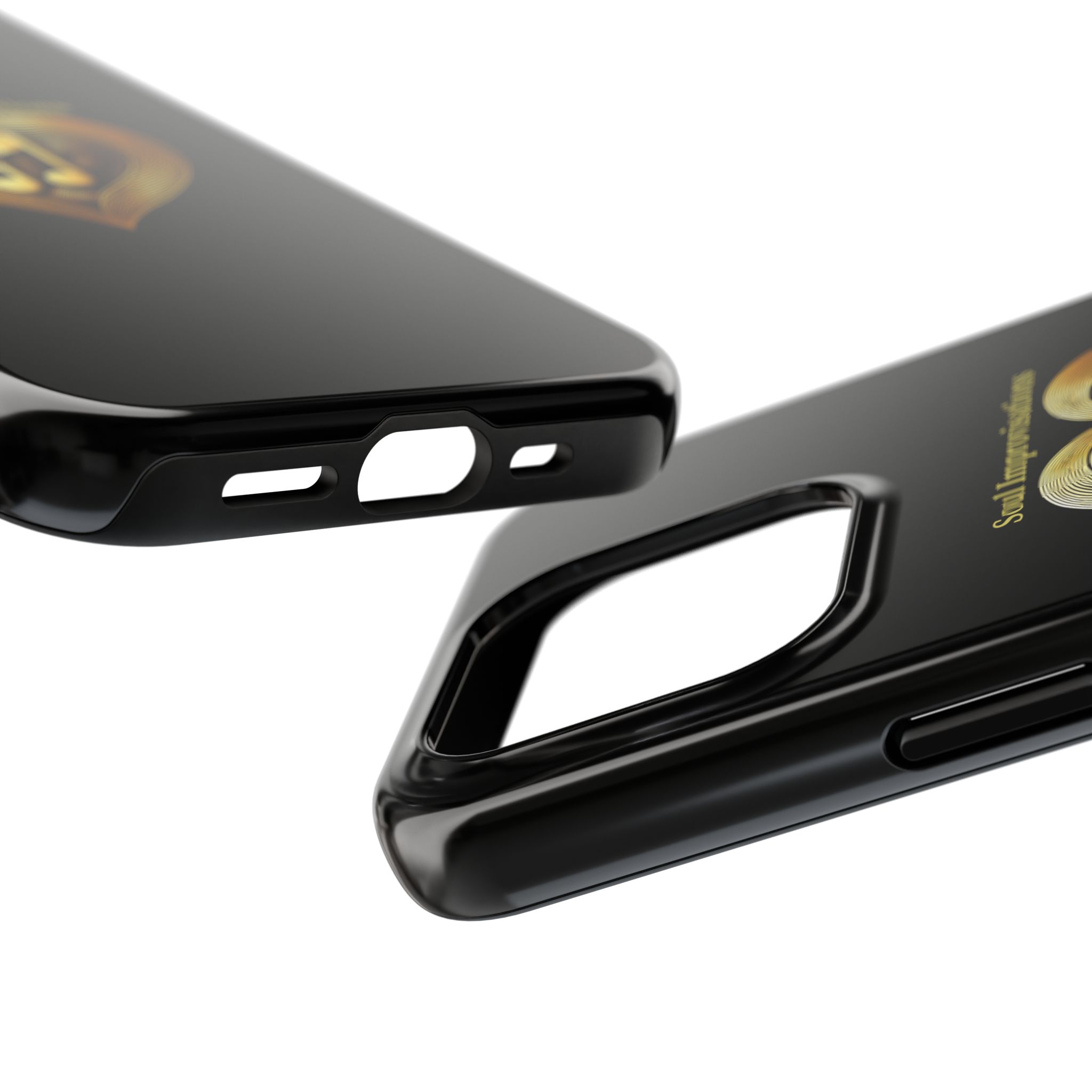 Gold Musical Heart Tough Phone Case - Black - Image 70