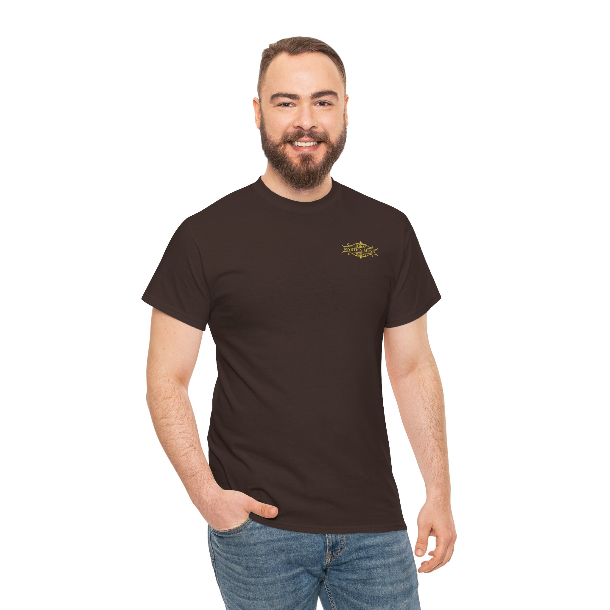 Mystics Music Unisex Heavy Cotton Short Sleeve T-Shirt (dark colors - left chest logo) - Image 16