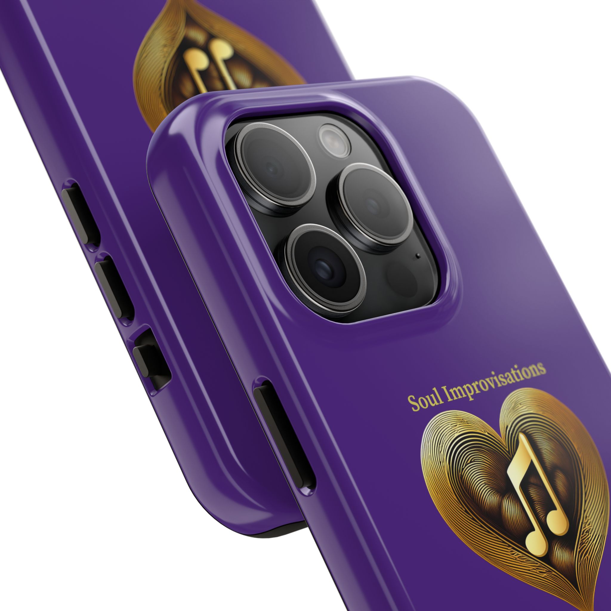 Gold Musical Heart Tough Phone Case - Purple - Image 69