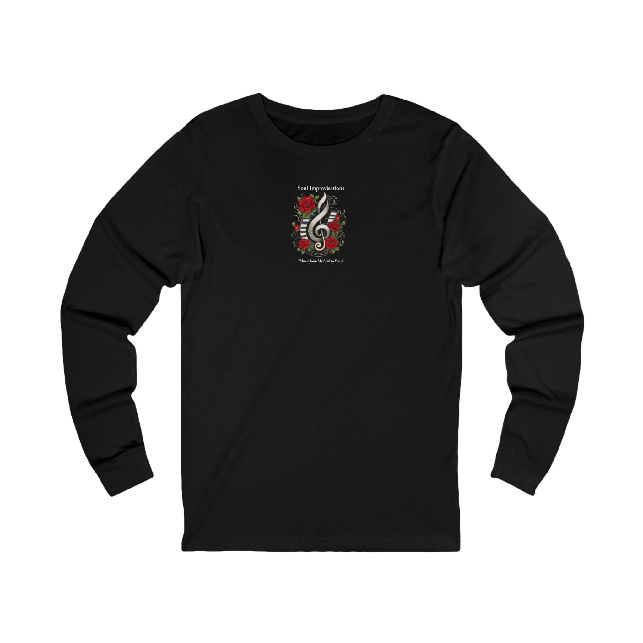 Music Clef & Roses Unisex Jersey Long Sleeve T-Shirt