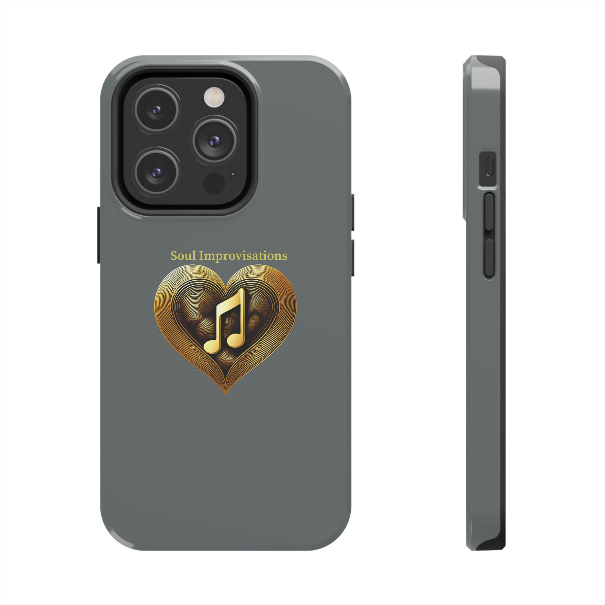 Gold Musical Heart Tough Phone Case - Grey - Image 62