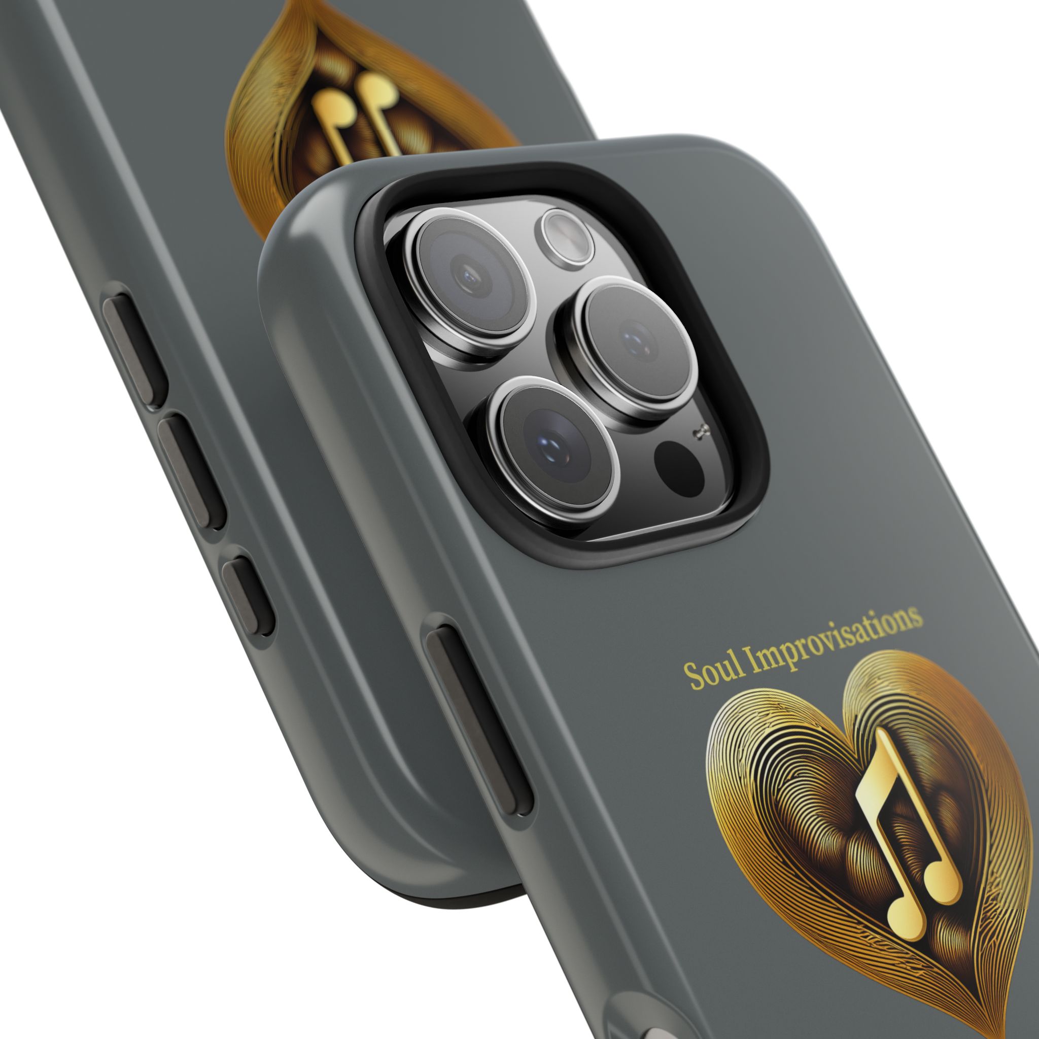 Gold Musical Heart Tough Phone Case - Grey - Image 97