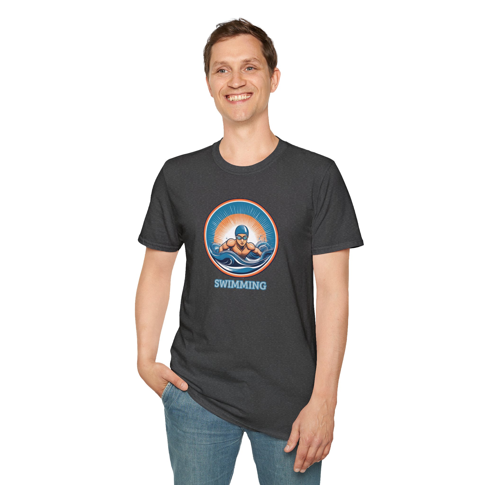 Men's Swimming - Unisex Softstyle Short Sleeve T-Shirt - Image 17