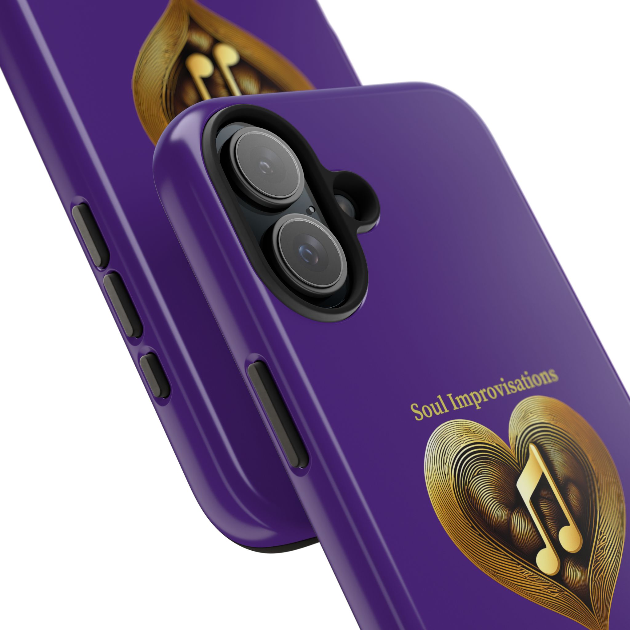 Gold Musical Heart Tough Phone Case - Purple - Image 106