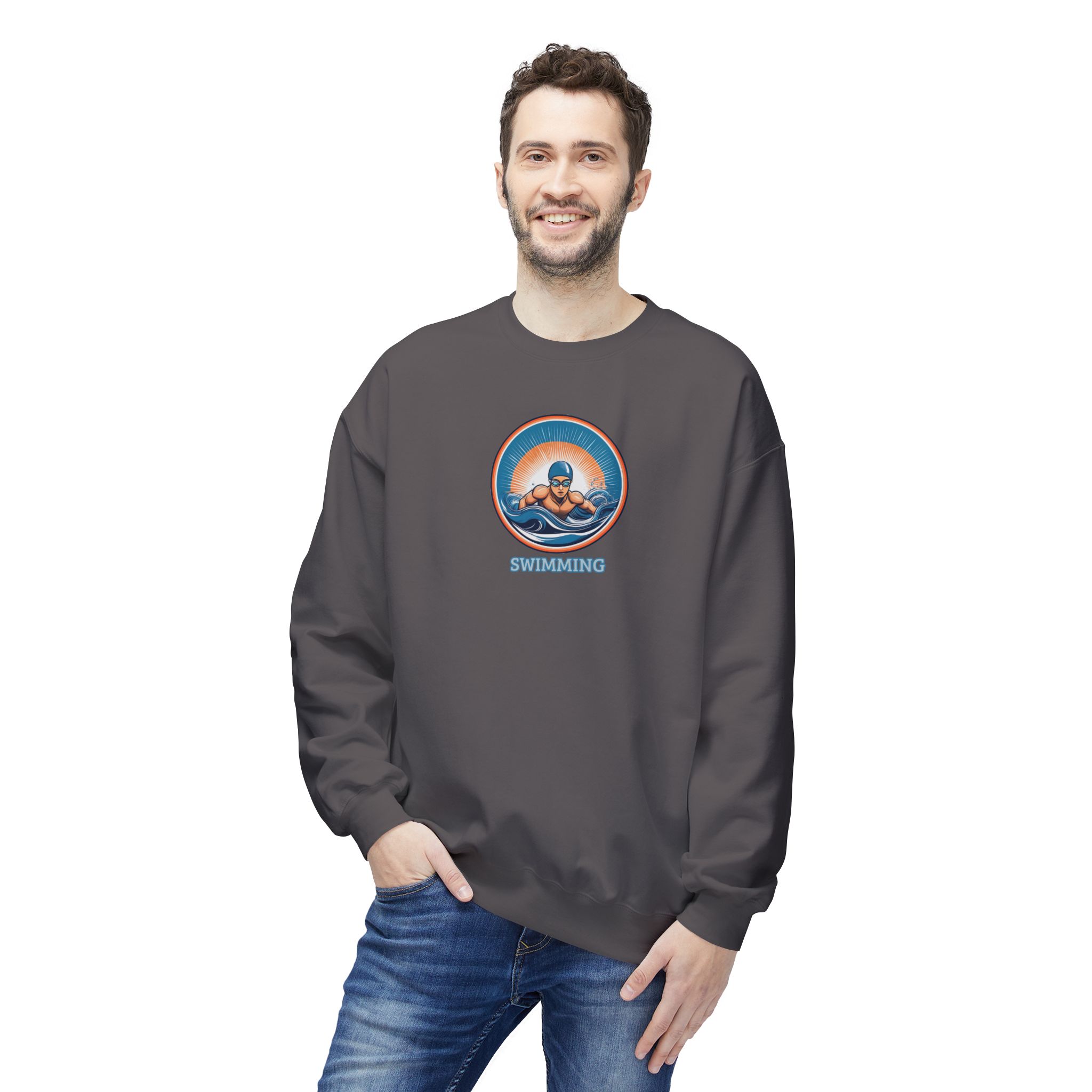 Men's Swimming - Unisex Midweight Crewneck Sweatshirt - Image 10