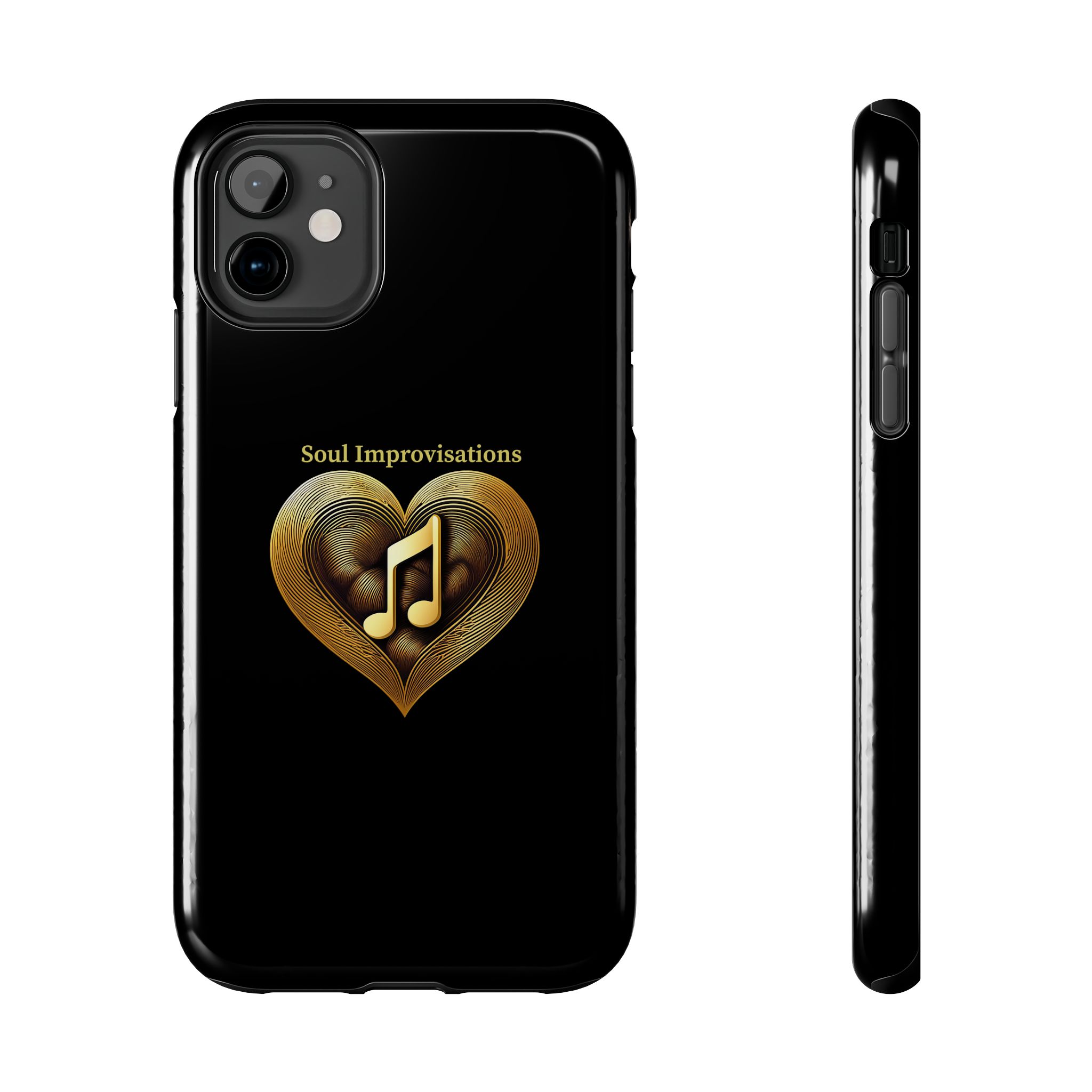 Gold Musical Heart Tough Phone Case - Black - Image 16