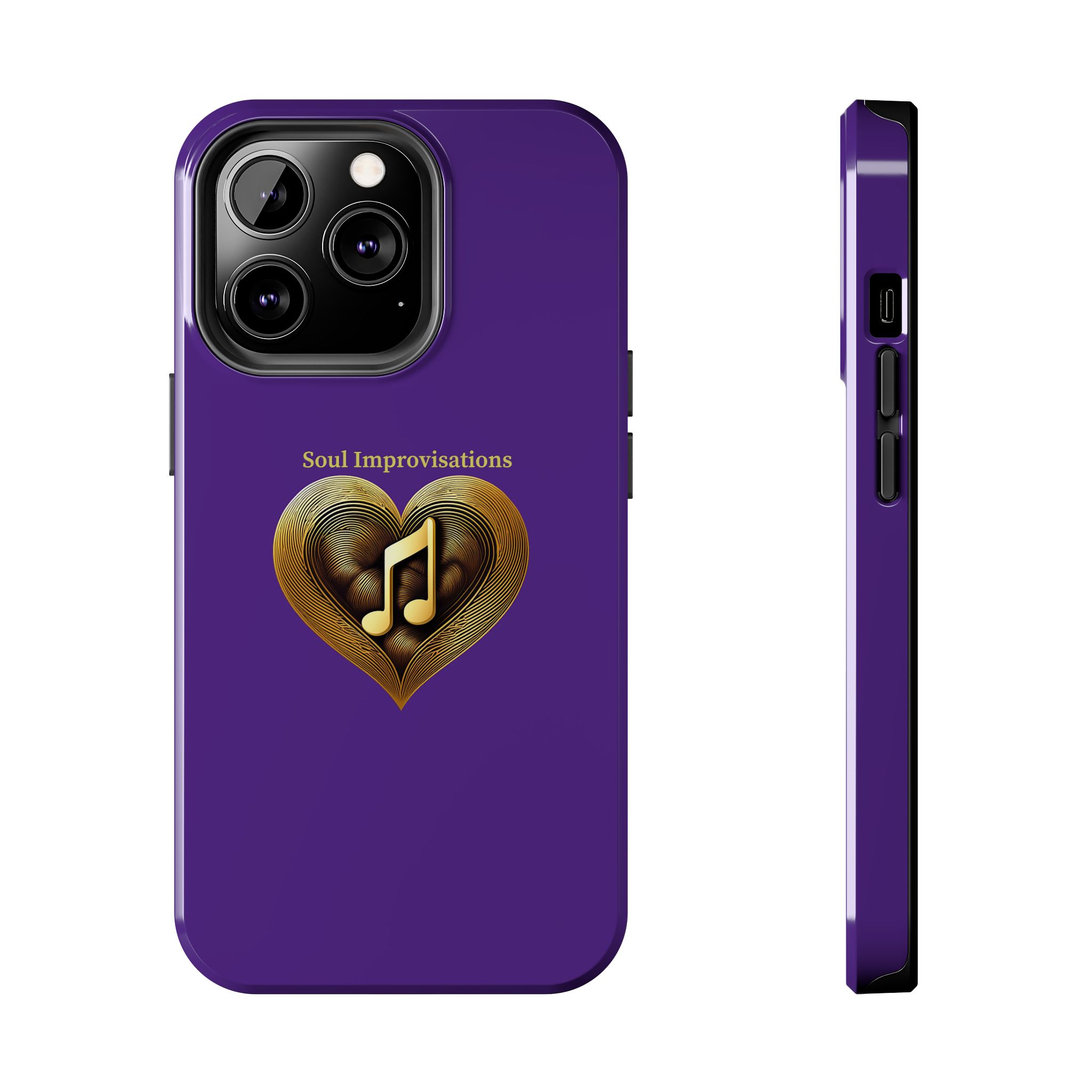 Gold Musical Heart Tough Phone Case - Purple - Image 52