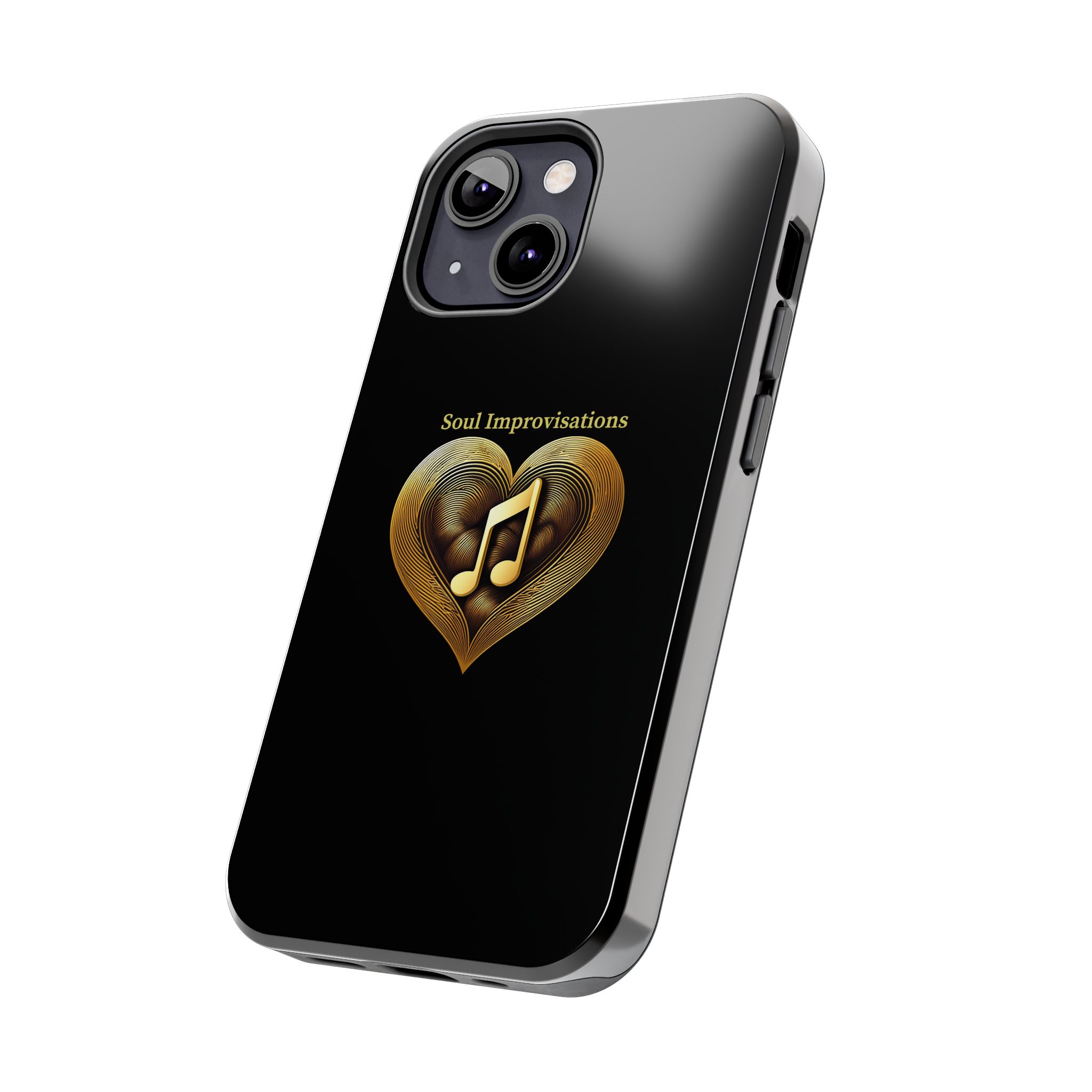 Gold Musical Heart Tough Phone Case - Black - Image 50