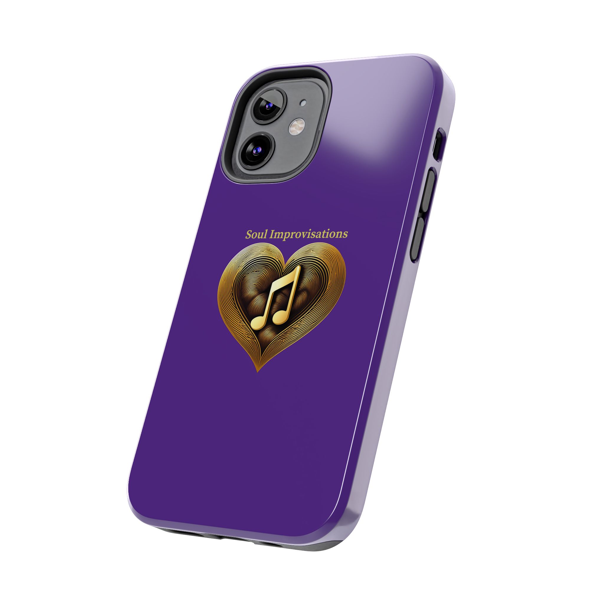 Gold Musical Heart Tough Phone Case - Purple - Image 34