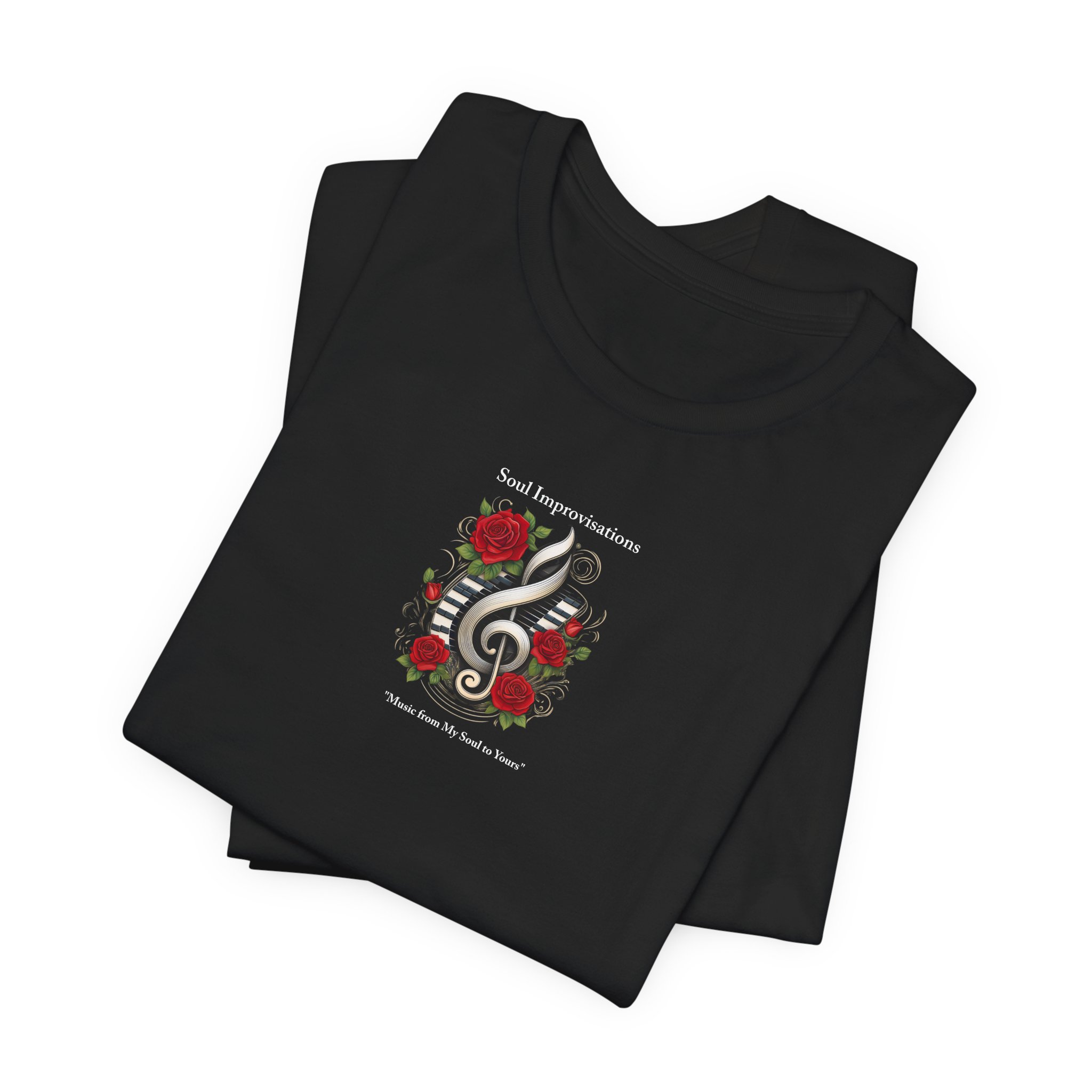 Music Clef & Roses Unisex Jersey Short Sleeve T-Shirt - Image 4