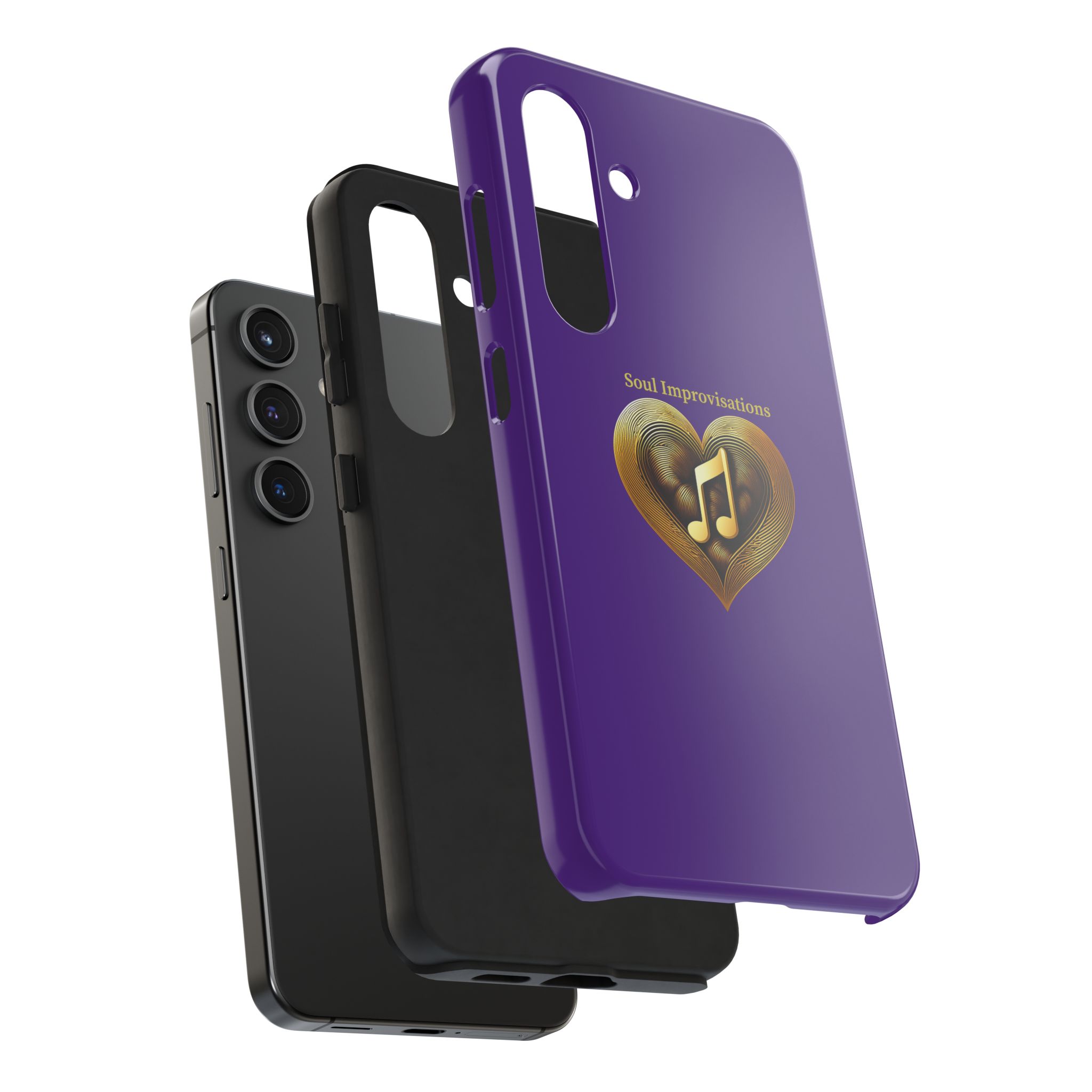 Gold Musical Heart Tough Phone Case - Purple - Image 83