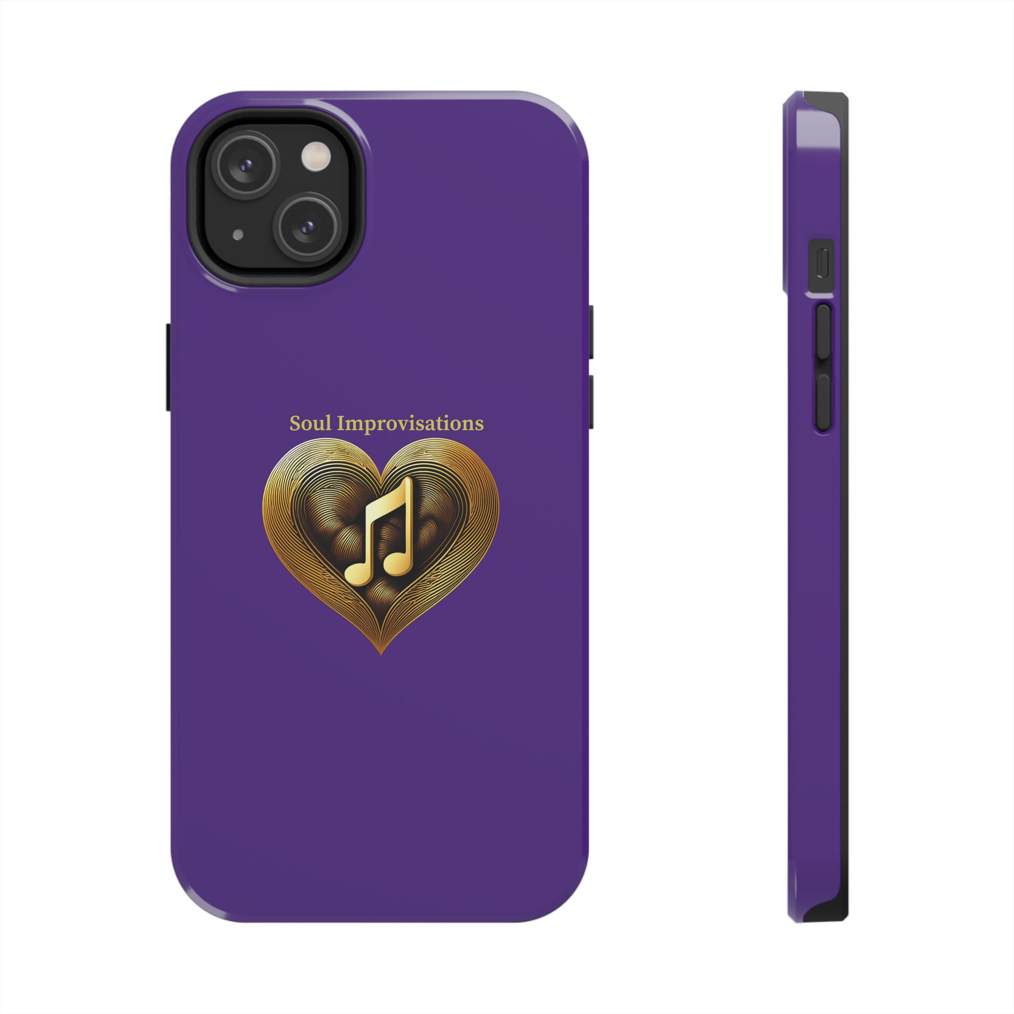 Gold Musical Heart Tough Phone Case - Purple - Image 66