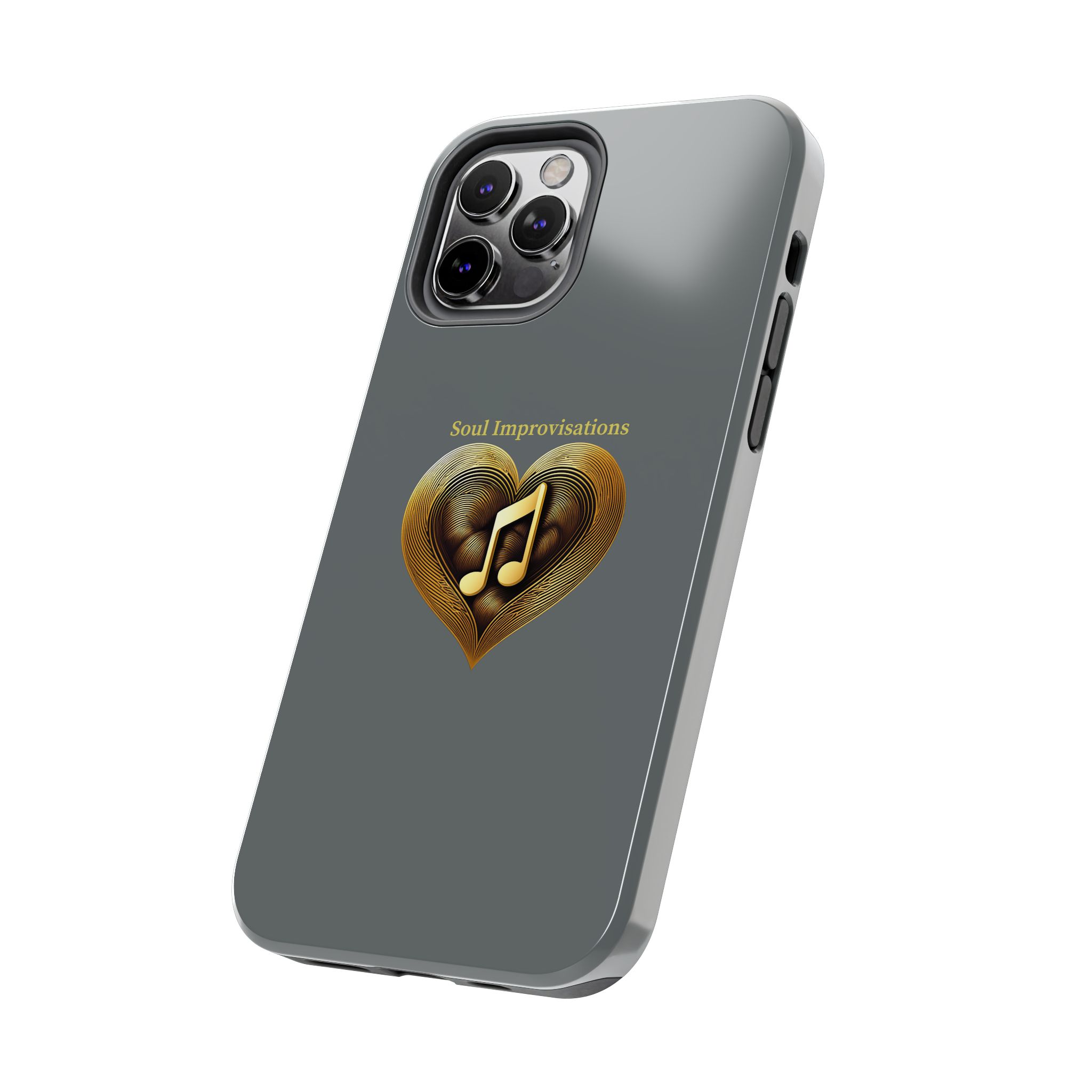 Gold Musical Heart Tough Phone Case - Grey - Image 38