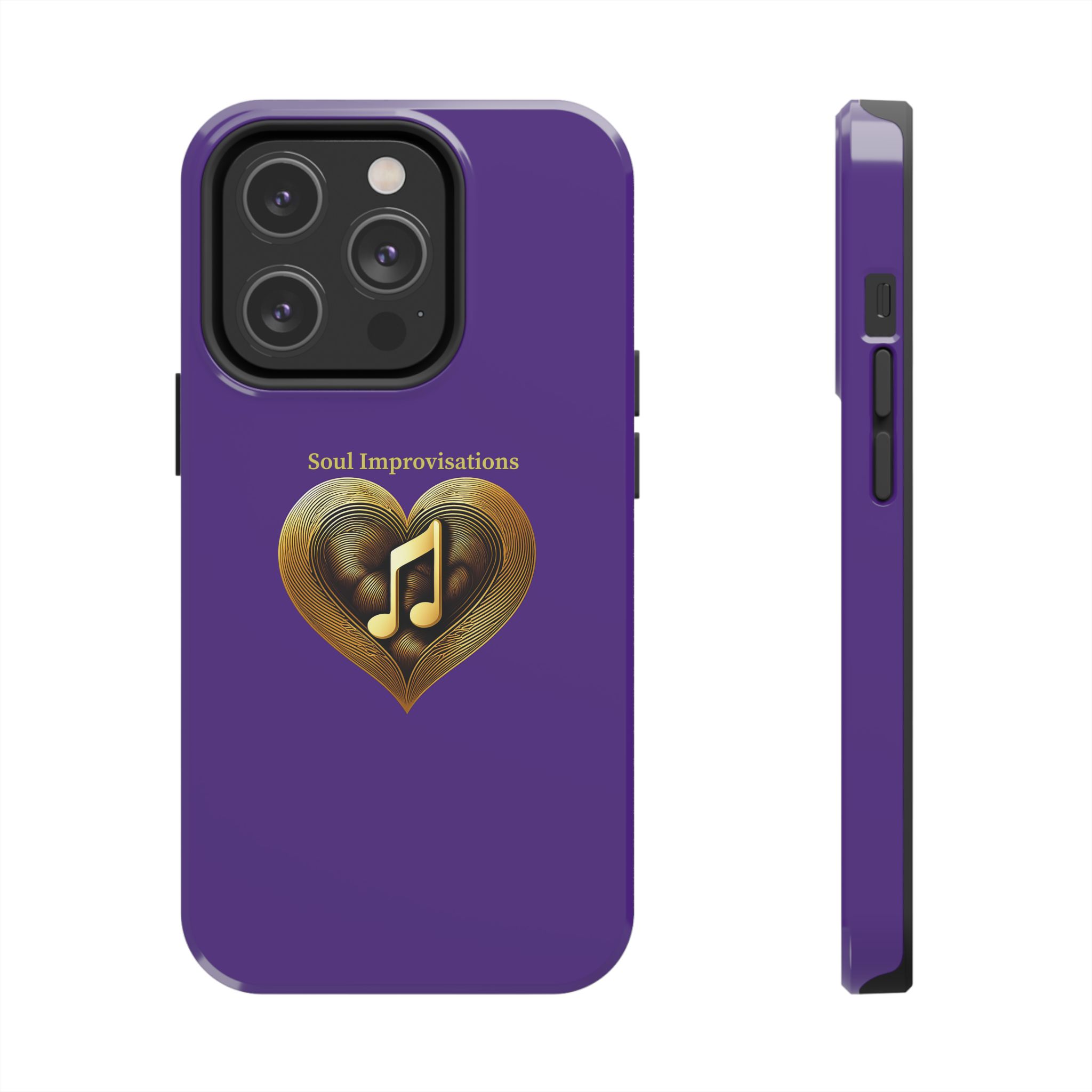 Gold Musical Heart Tough Phone Case - Purple - Image 62